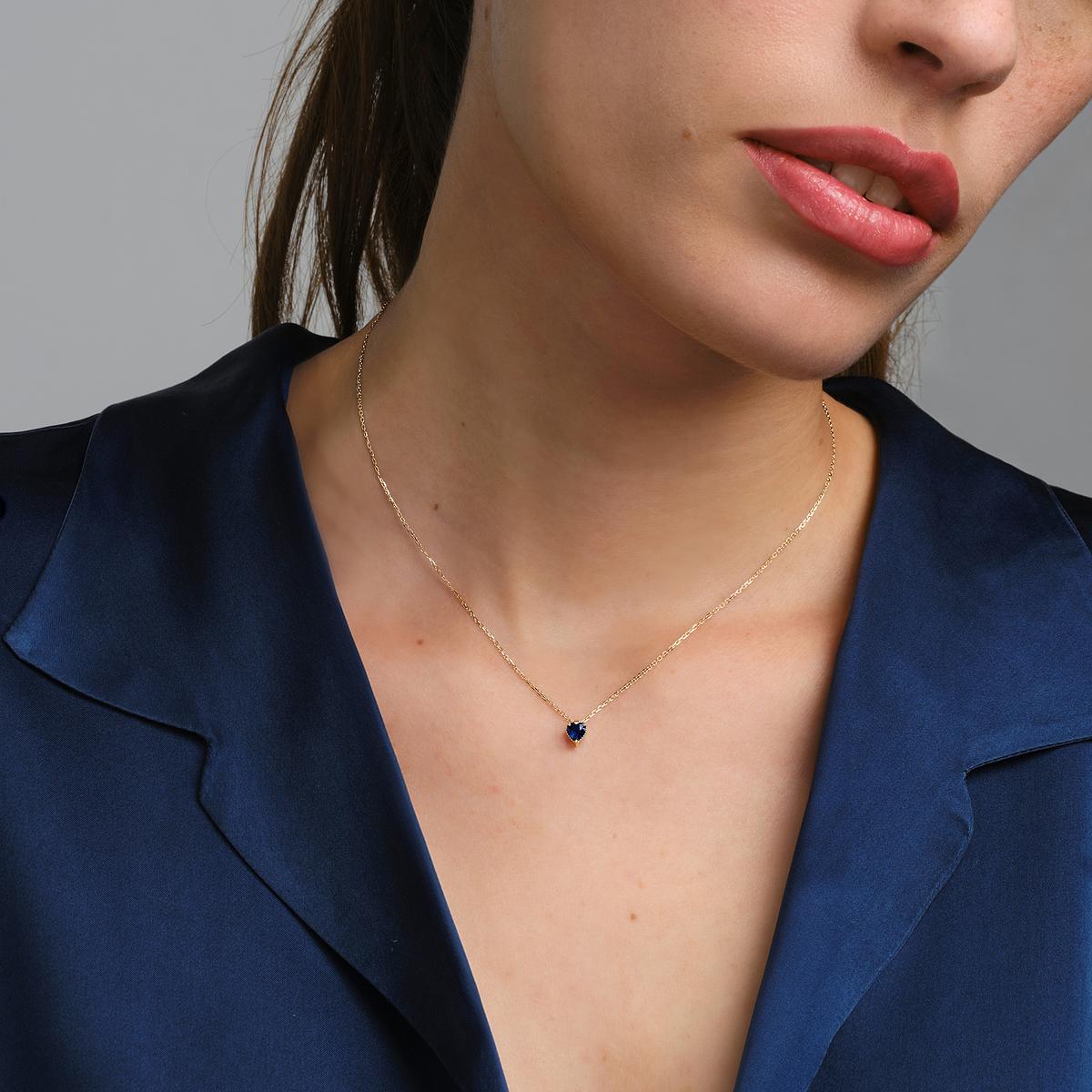 Collier Coeur Saphir 4.5 mm