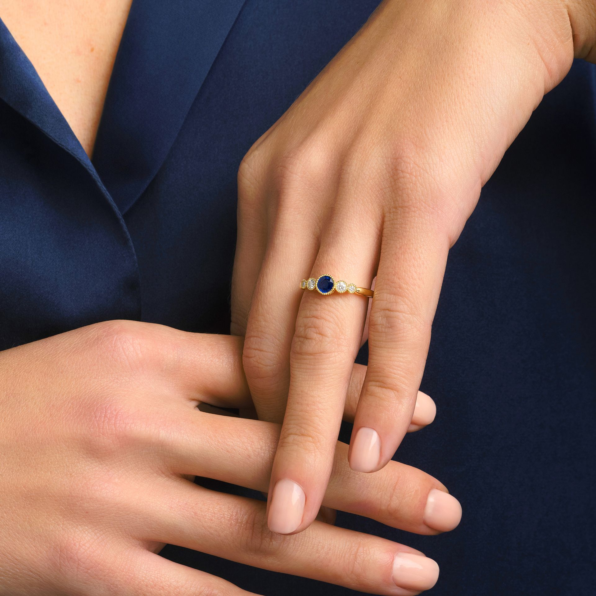 Solitaire Paloma Millegrain Saphir 4.5 mm