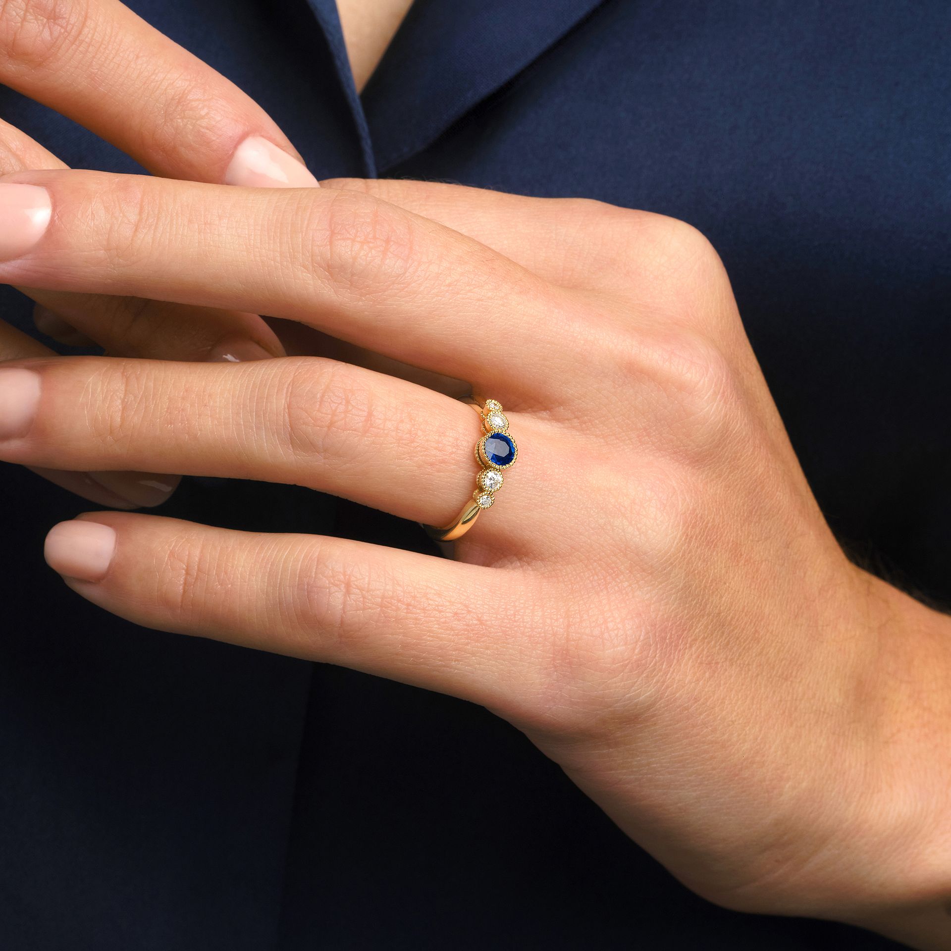 Solitaire Paloma Millegrain Saphir 4.5 mm