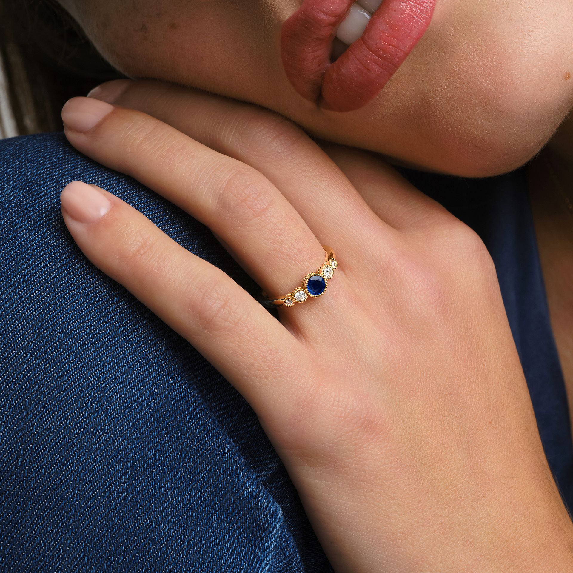 Solitaire Paloma Millegrain Saphir 4.5 mm