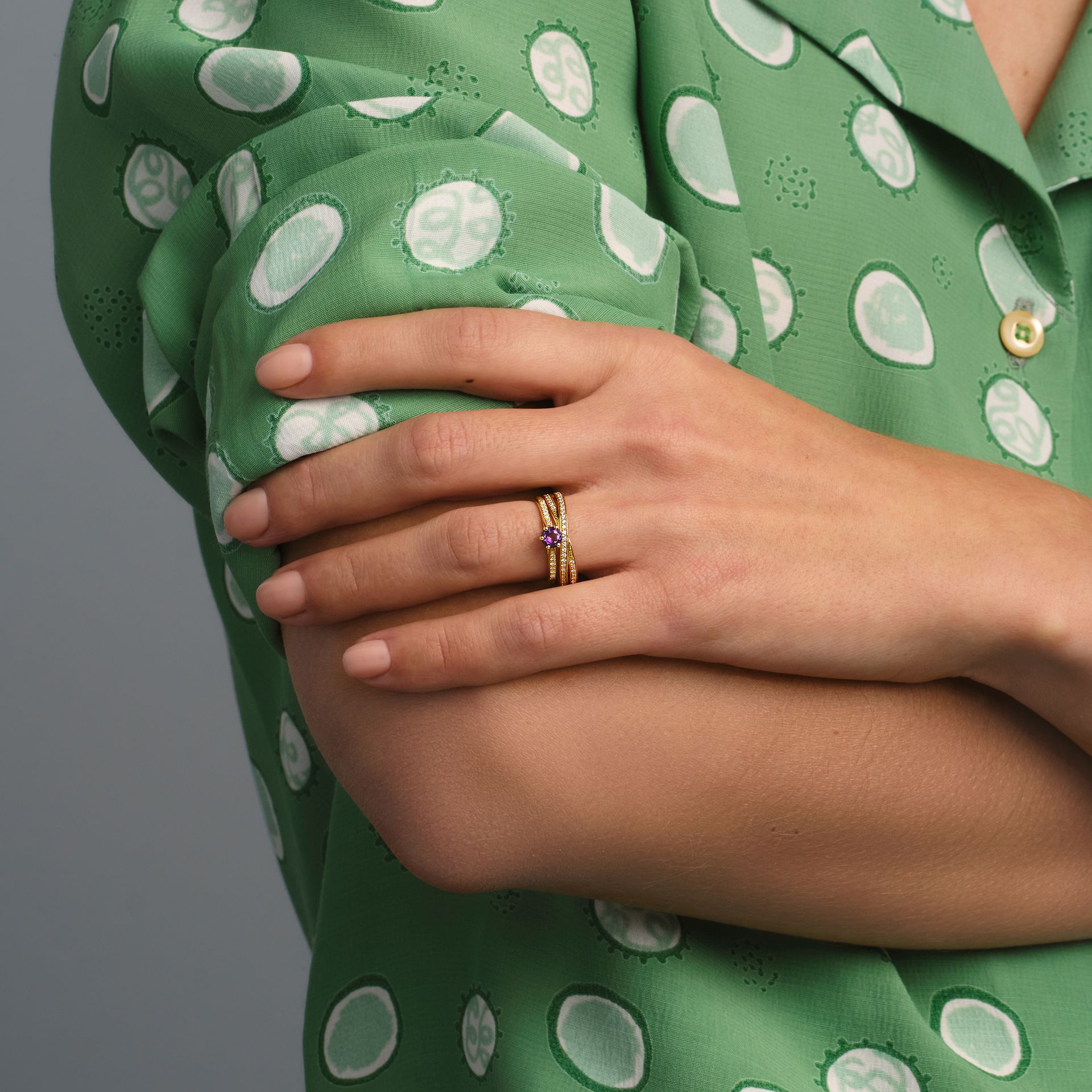 Solitaire Pavé Félicia Améthyste