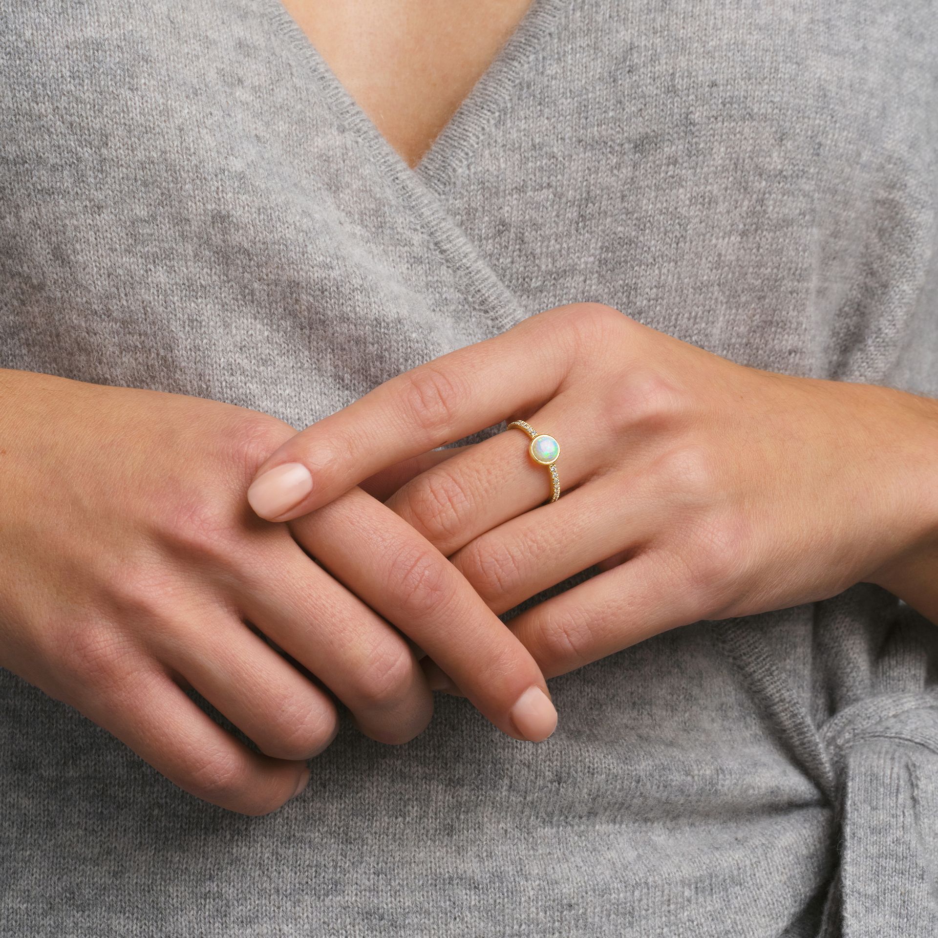 Solitaire Pavé Hera Opale