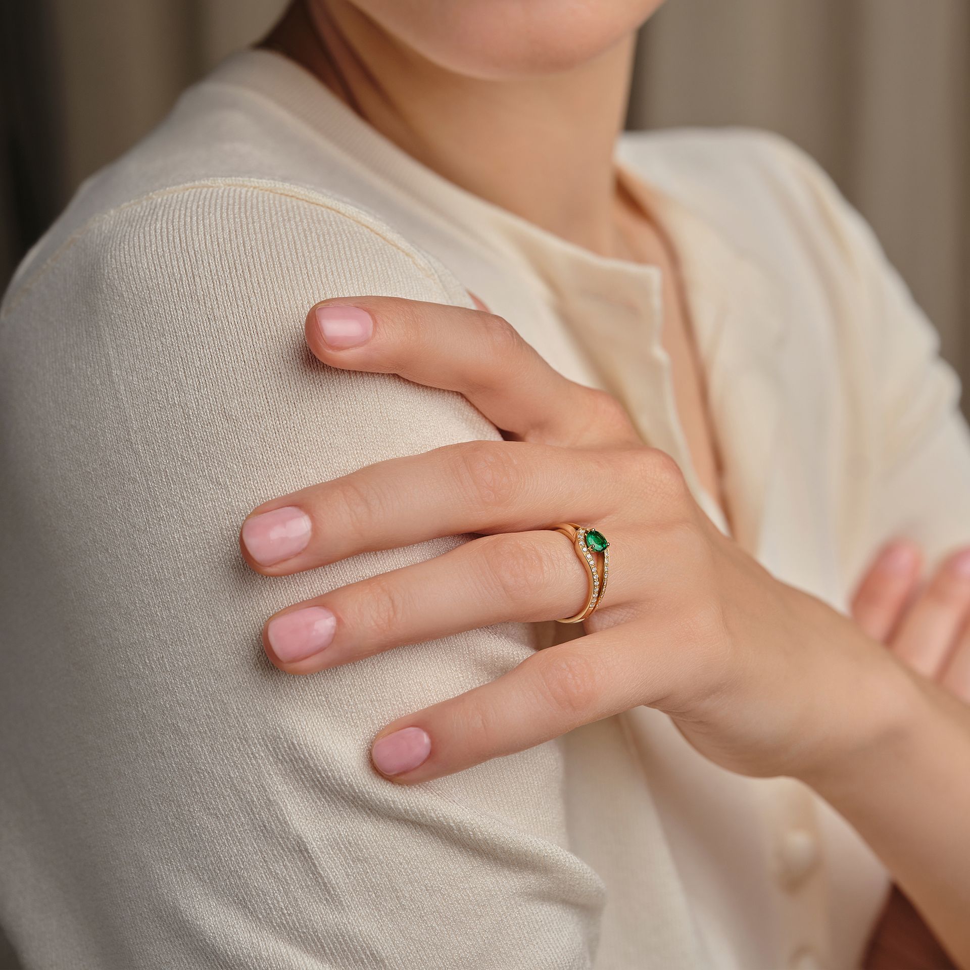 Solitaire Pavé Adoré Émeraude