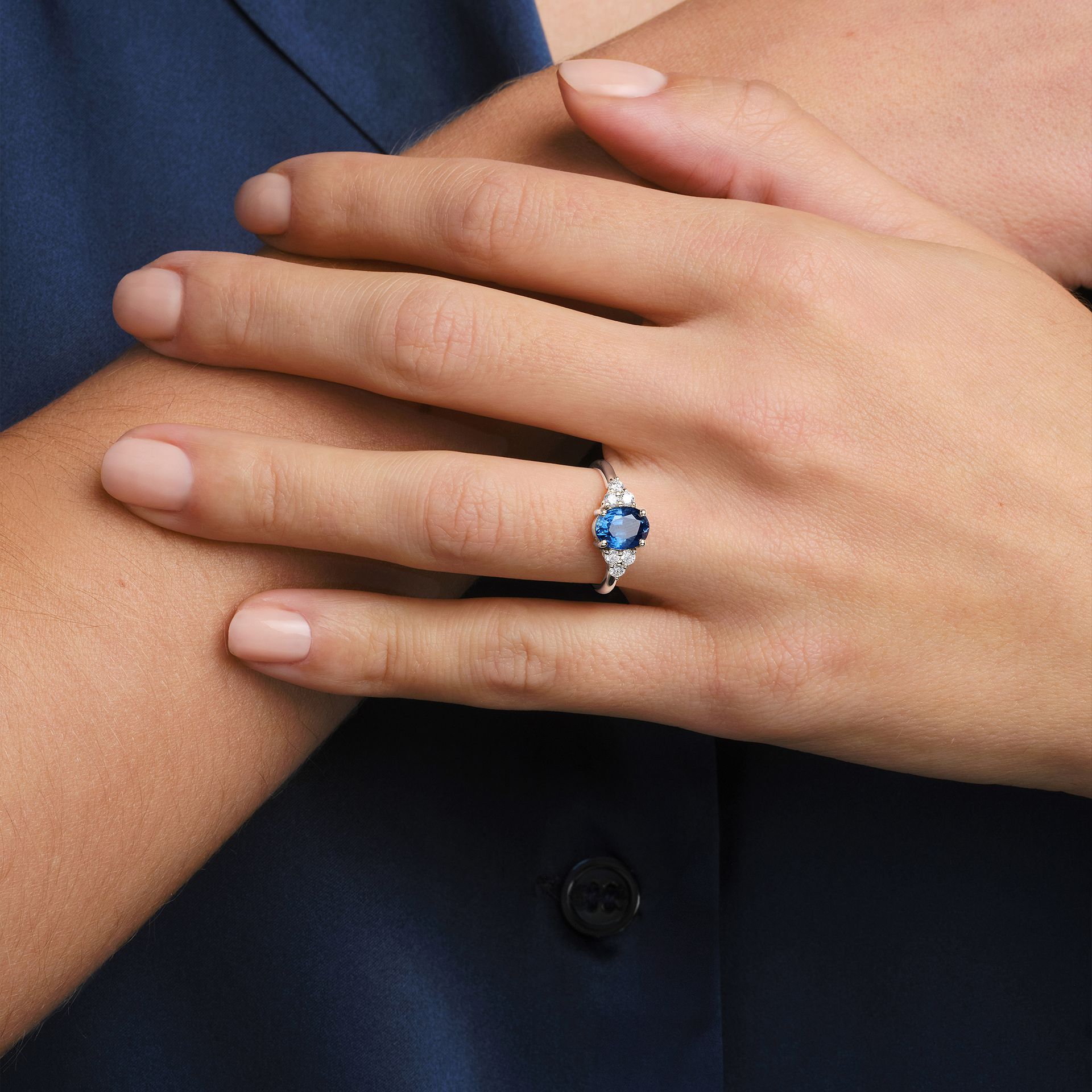 Solitaire Catherine Saphir 8 x 6 mm