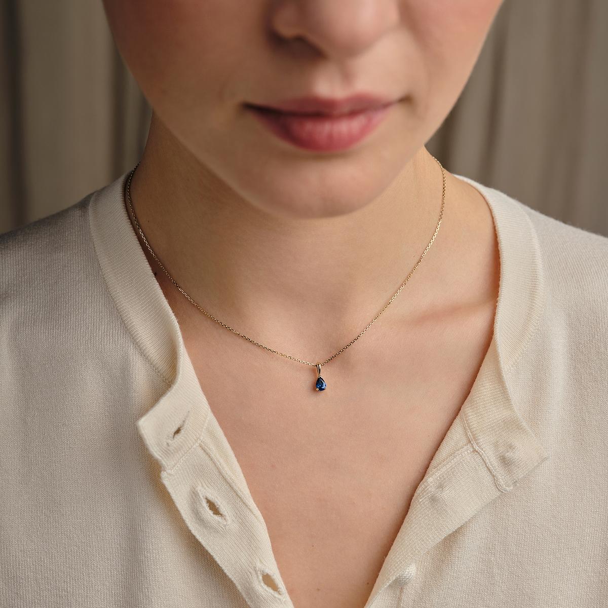 Pendentif Goutte Saphir 6 x 4 mm