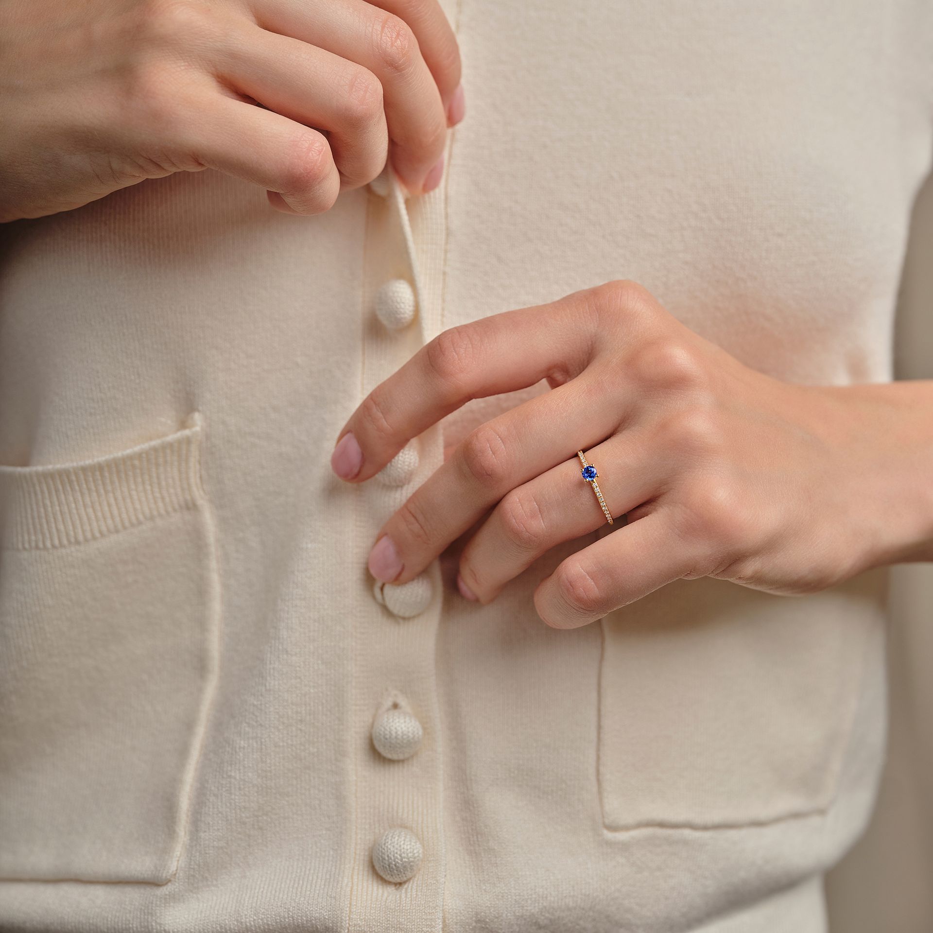 Solitaire Pavé Séléné Saphir 3.5 mm