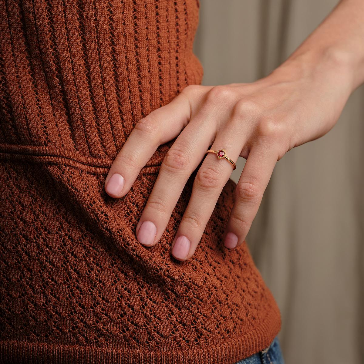 Solitaire Romy Millegrain Rubis 3.5 mm