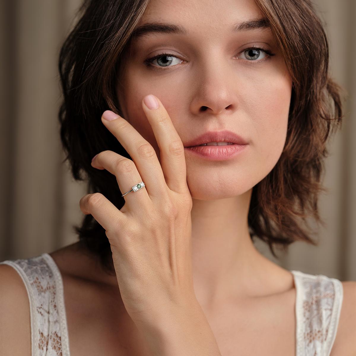 Solitaire Cybèle Millegrain Saphir Vert