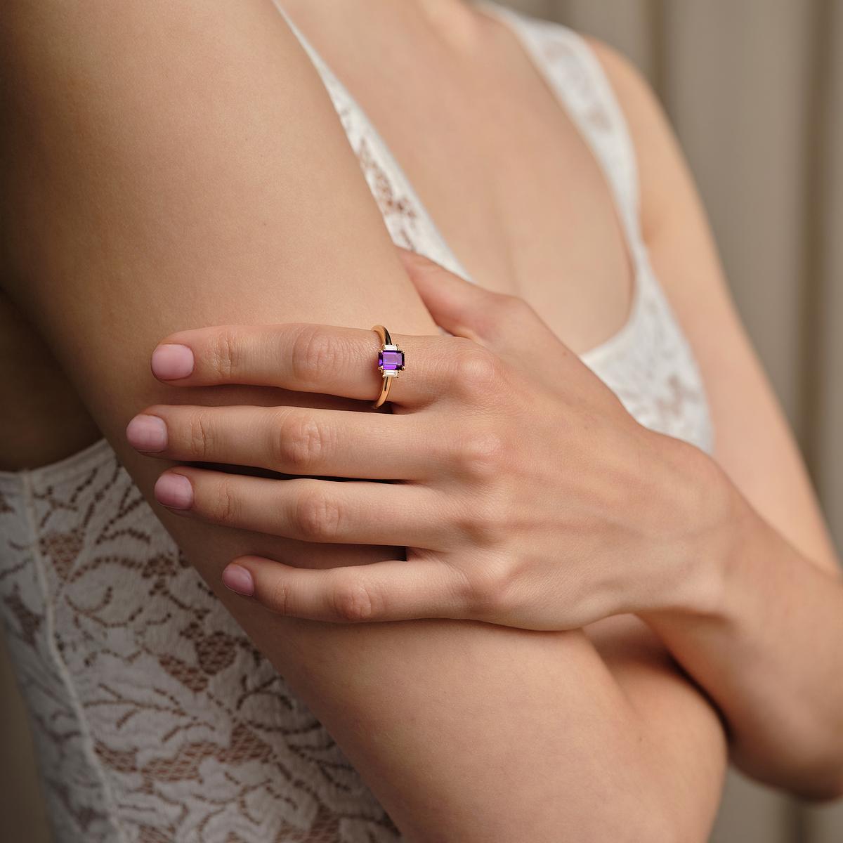 Solitaire Gatsby Améthyste 7 x 5 mm