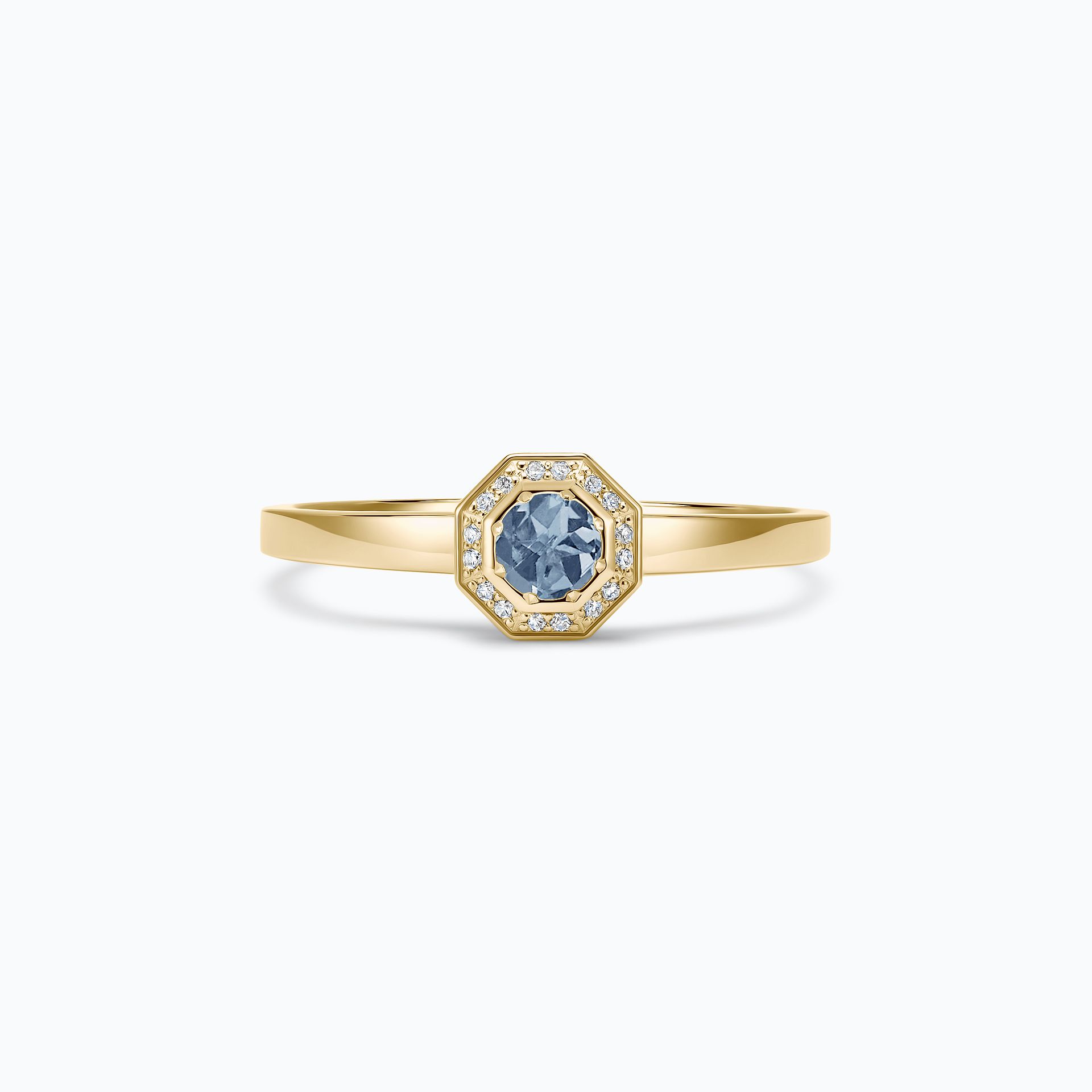 Solitaire Octogone Saphir Bleu Ceylan