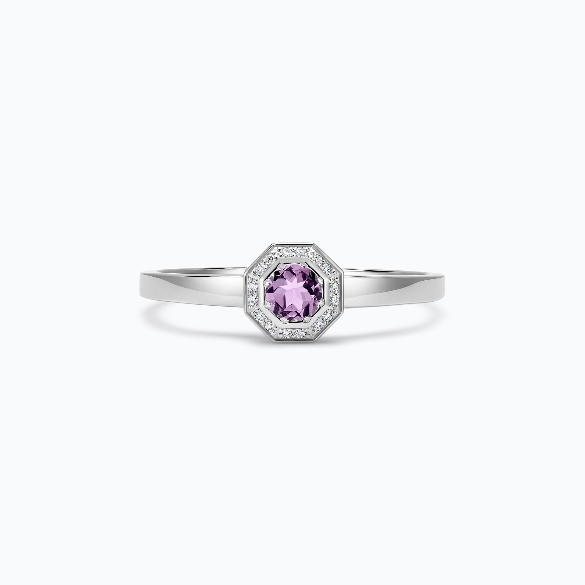 Solitaire Octogone Saphir Mauve
