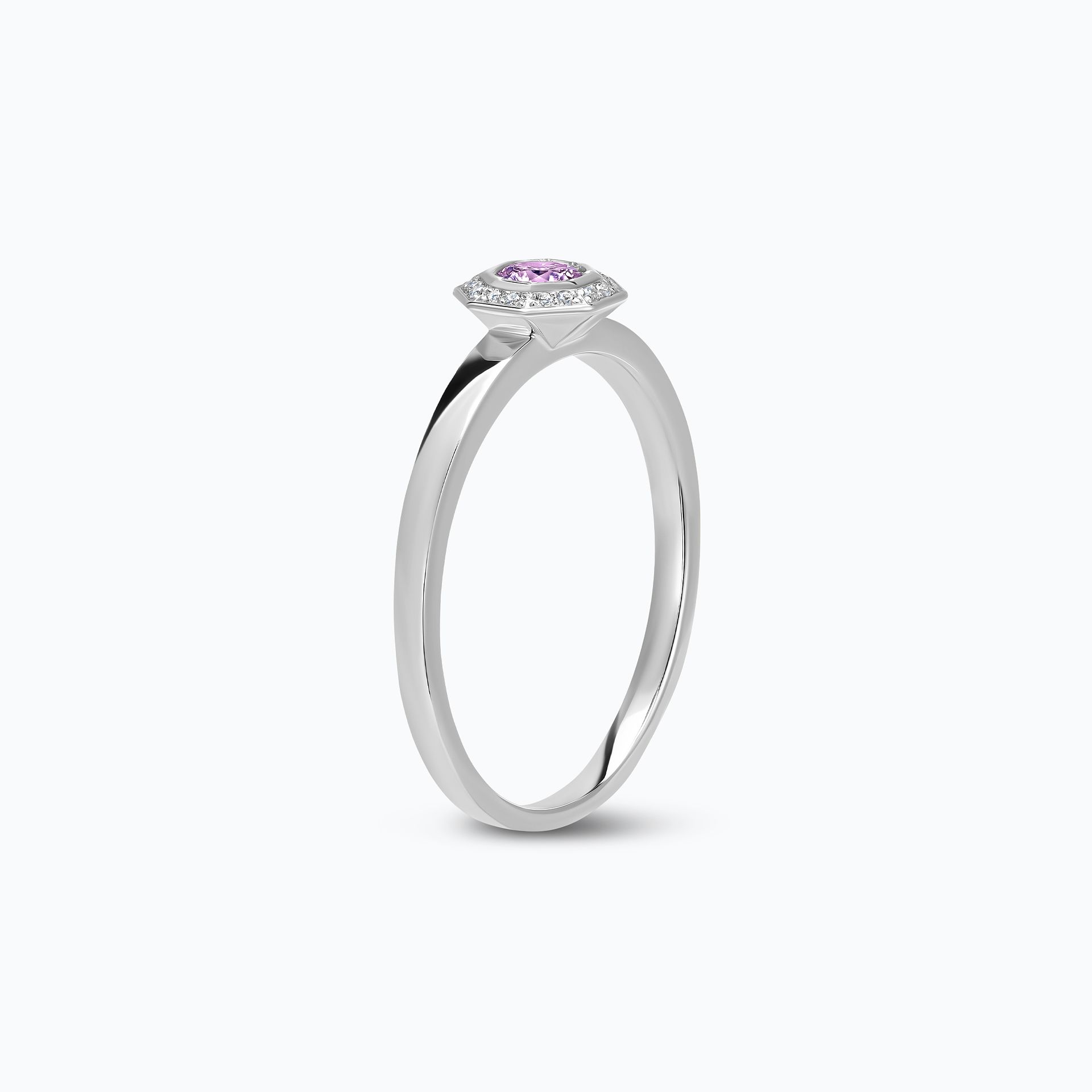 Solitaire Octogone Saphir Mauve