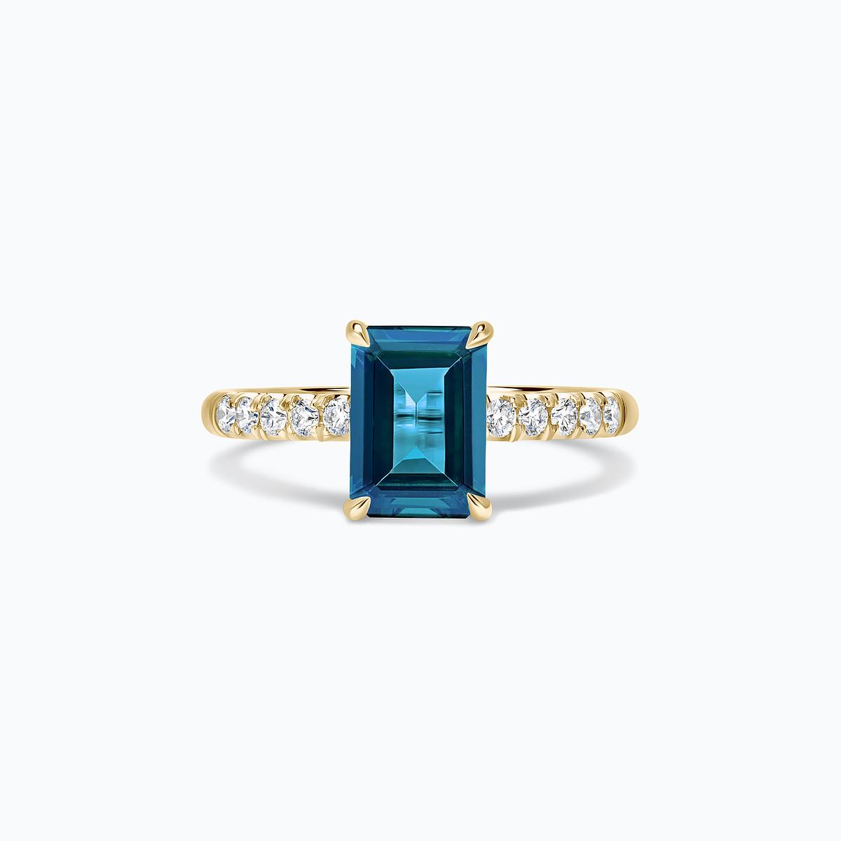 Solitaire Pavé Réglisse Topaze Blue London