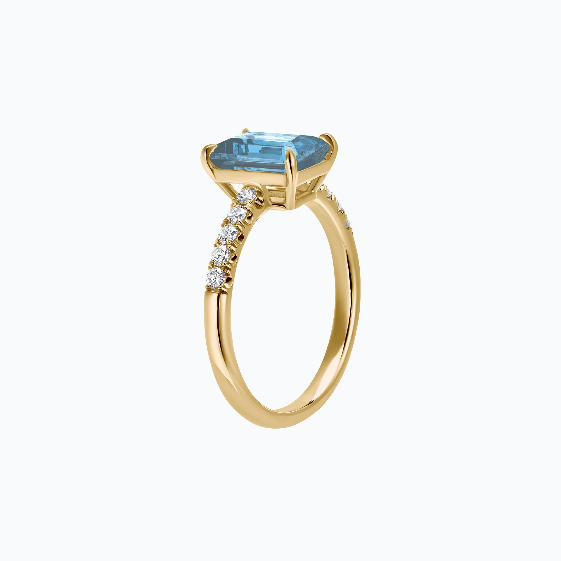 Solitaire Pavé Réglisse Aigue-Marine