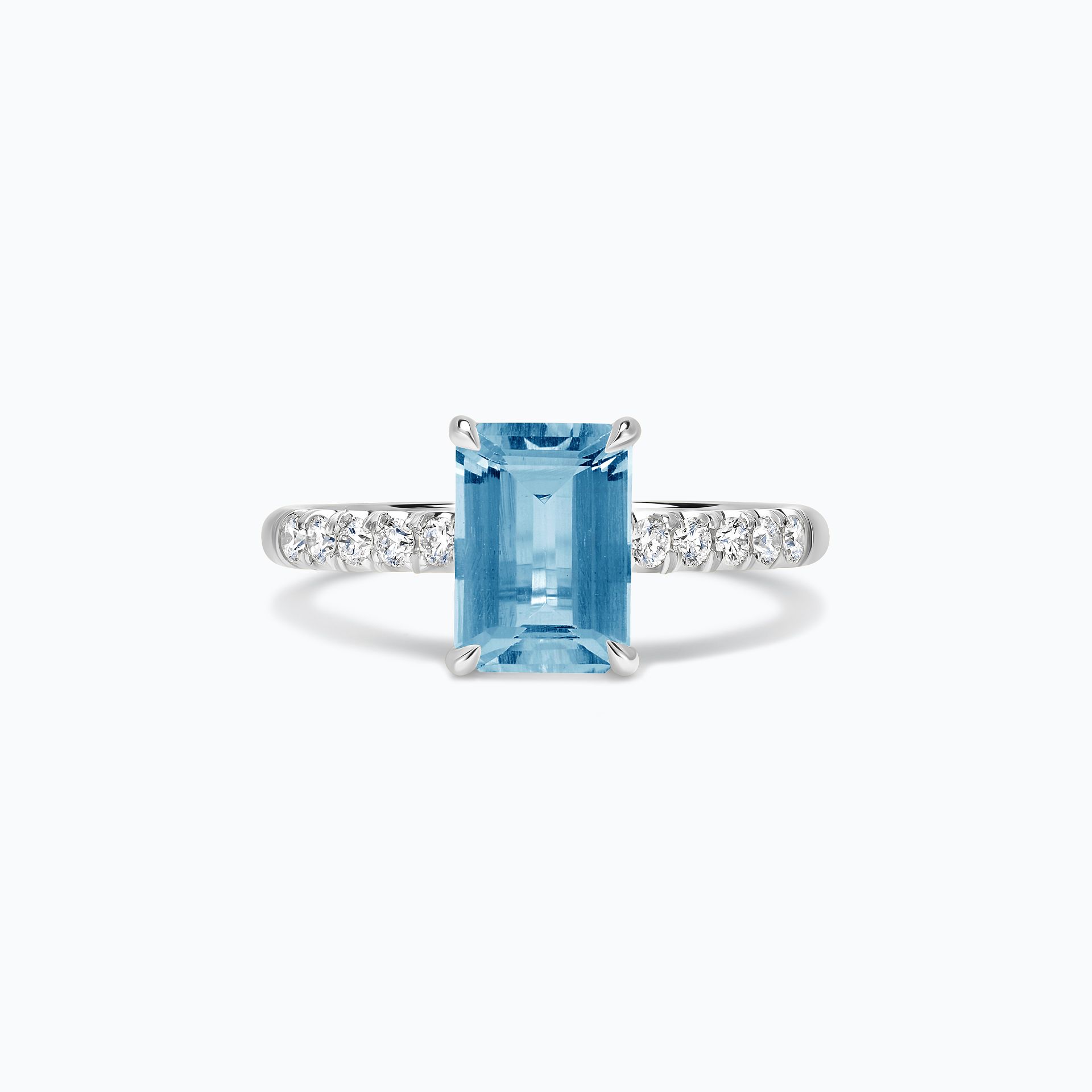 Solitaire Pavé Réglisse Aigue-Marine