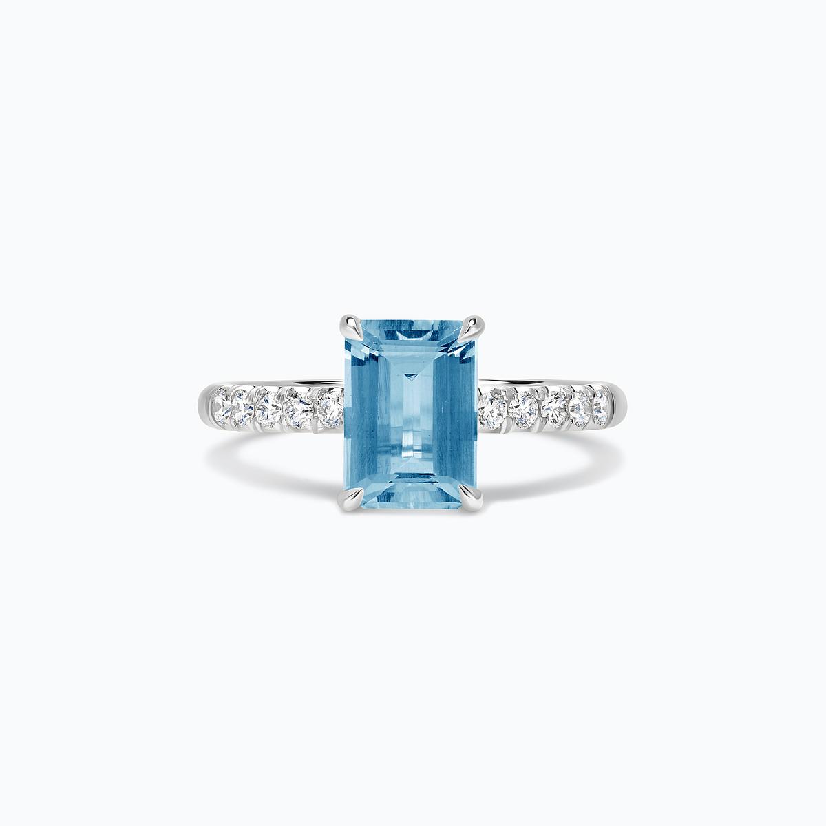 Solitaire Pavé Réglisse Aigue-Marine