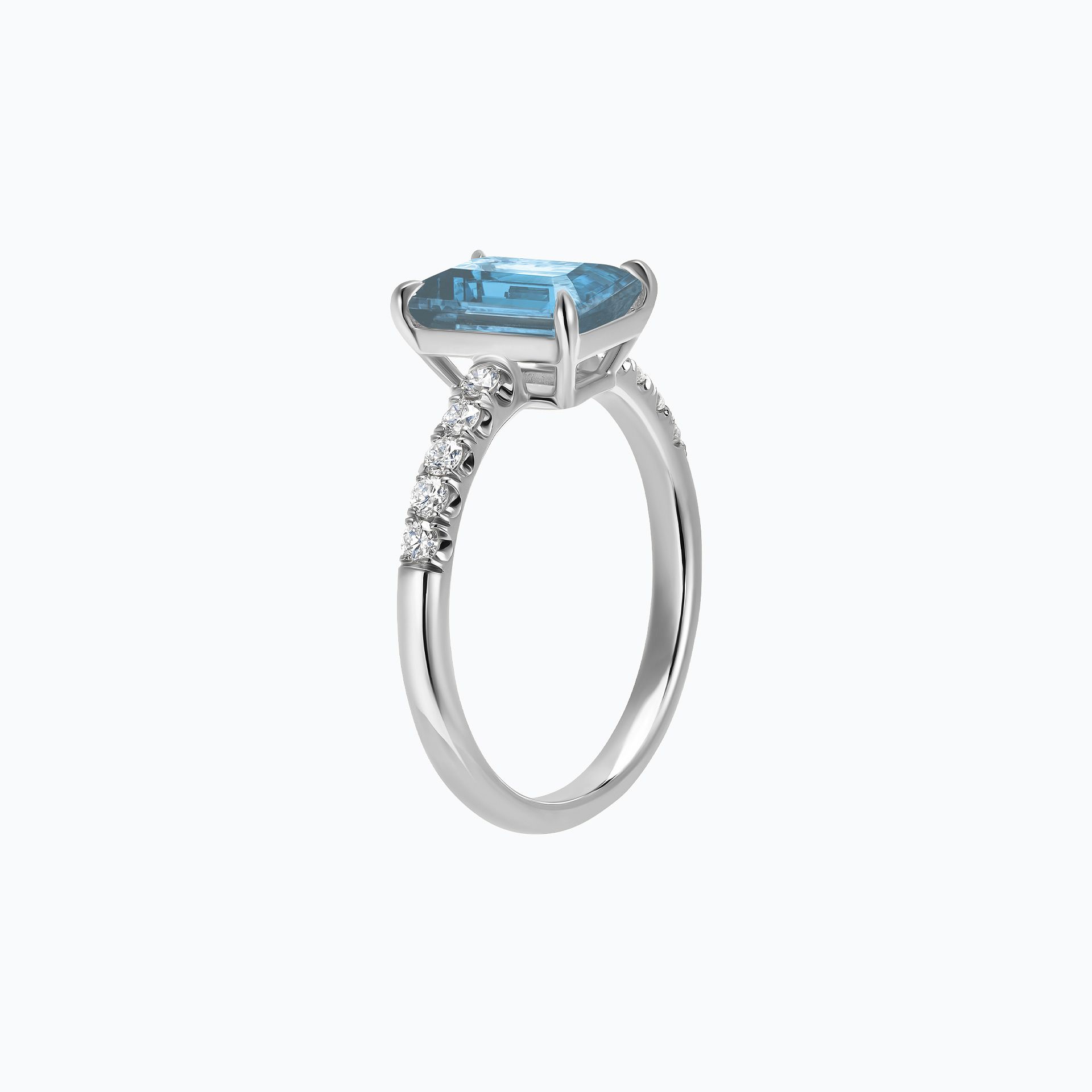Solitaire Pavé Réglisse Aigue-Marine