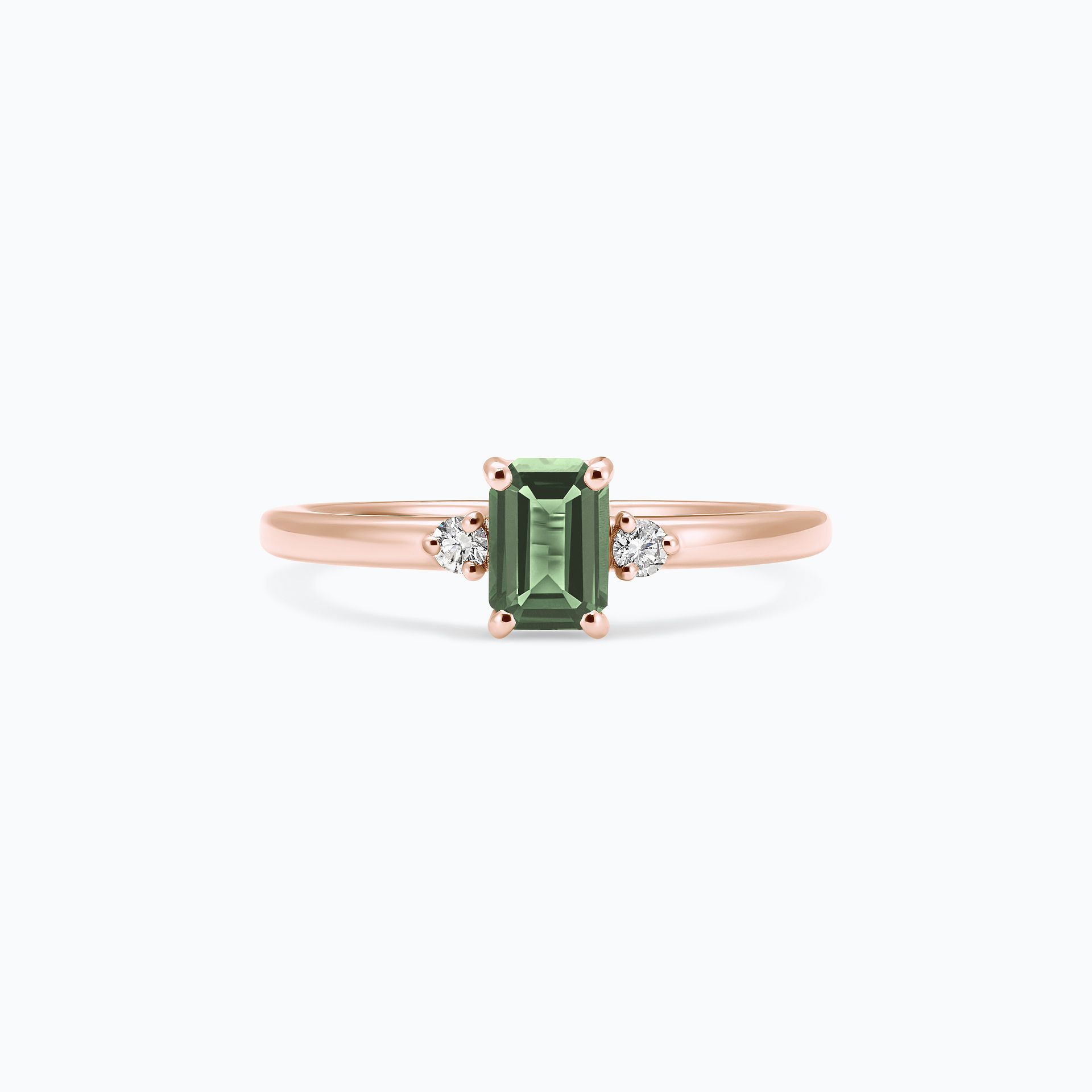 Solitaire Inès Saphir Vert 6 x 4 mm