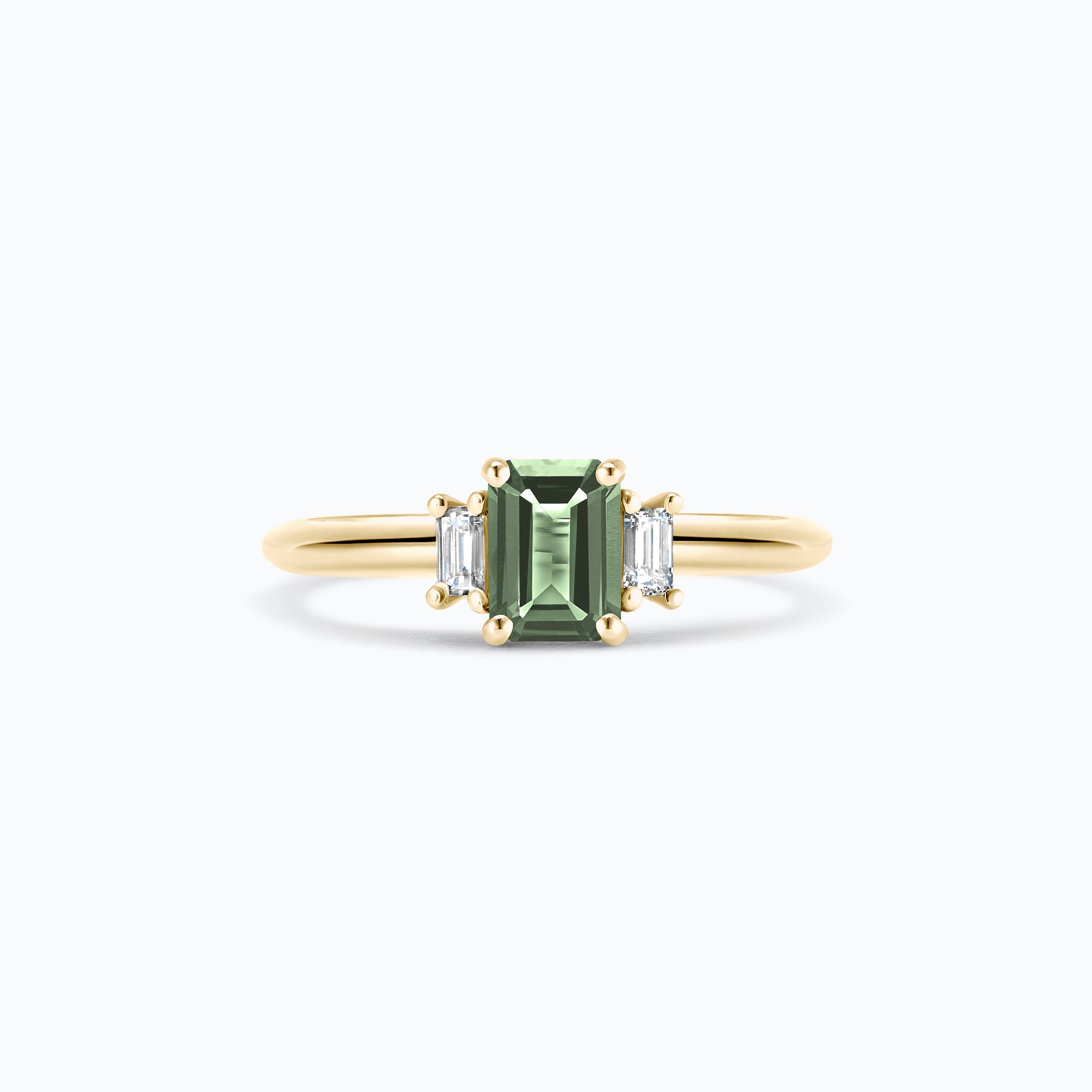 Solitaire Gatsby Saphir Vert 6 x 4 mm