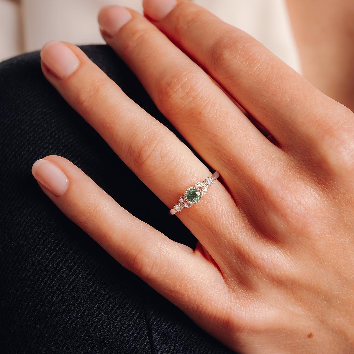 Solitaire Salomé Millegrain Saphir Vert