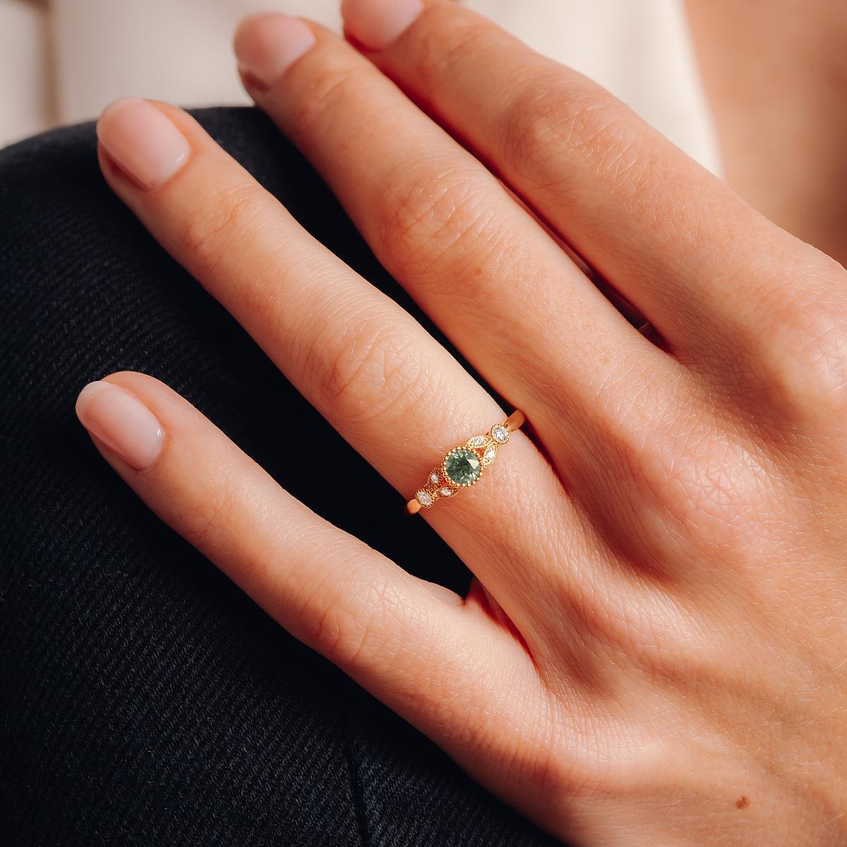 Solitaire Salomé Millegrain Saphir Vert