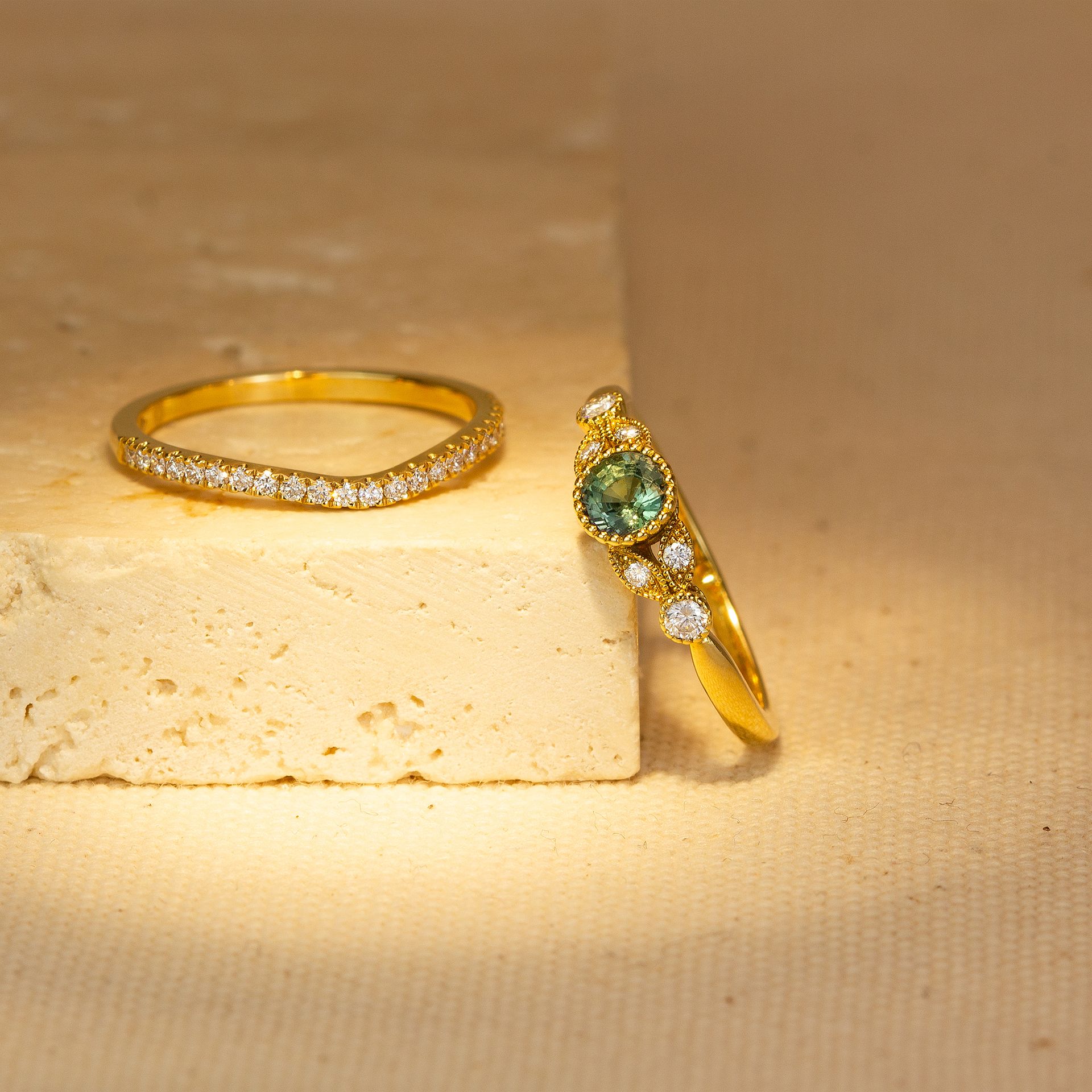 Solitaire Salomé Millegrain Saphir Vert