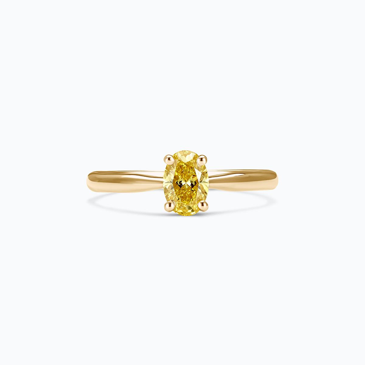 Solitaire Luna Ovale Diamant Jaune de Synthèse