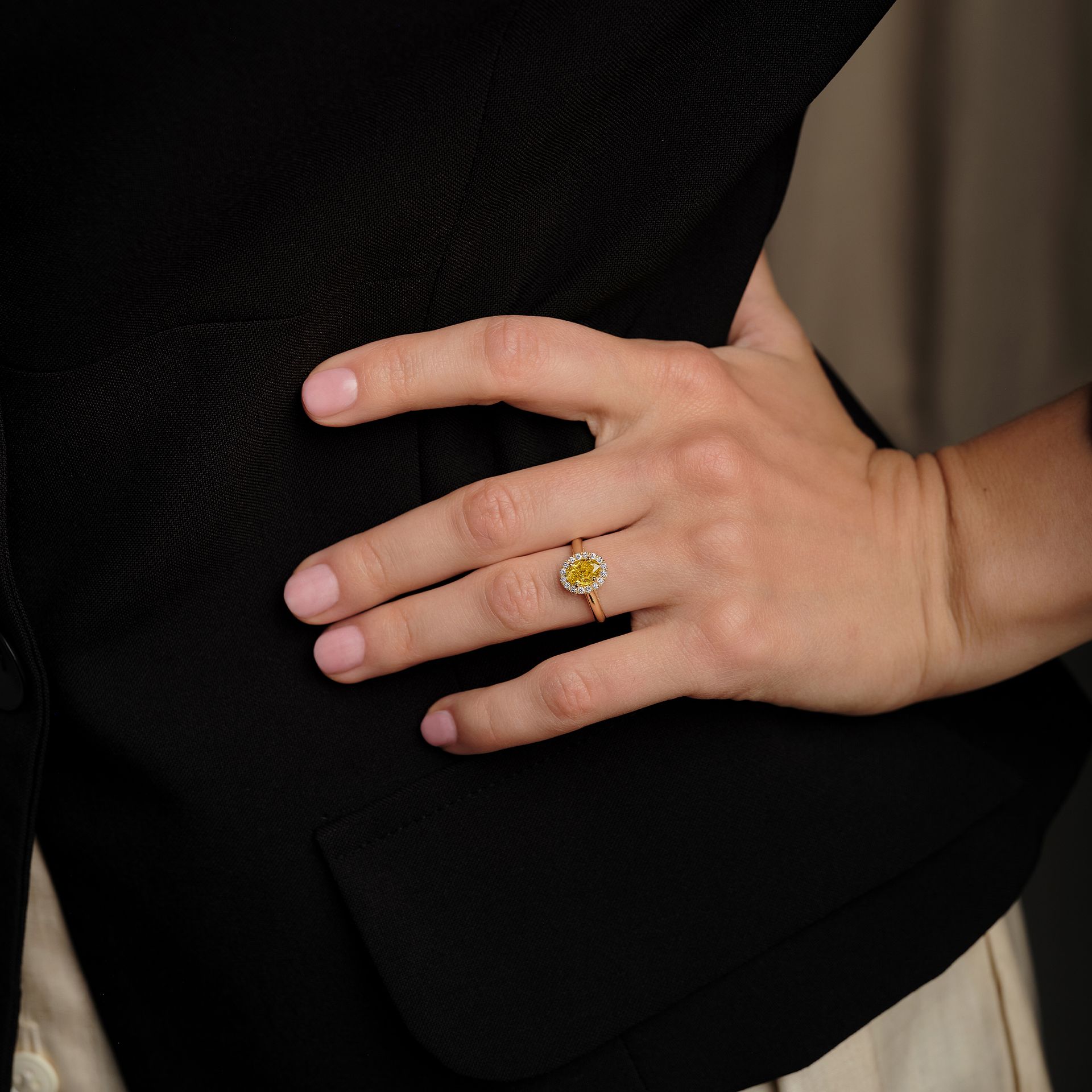 Solitaire Diana Diamant Jaune de Synthèse