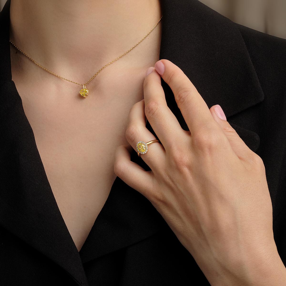 Solitaire Diana Diamant Jaune de Synthèse