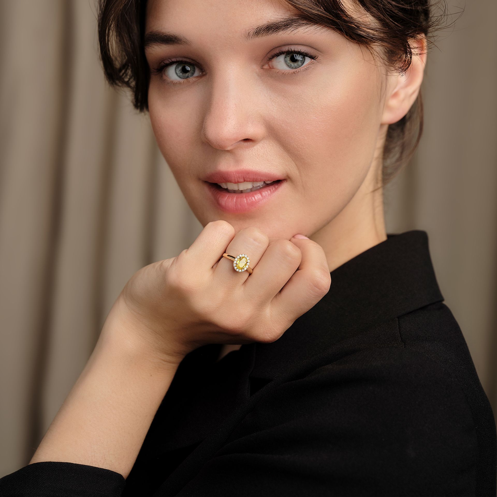 Solitaire Diana Diamant Jaune de Synthèse
