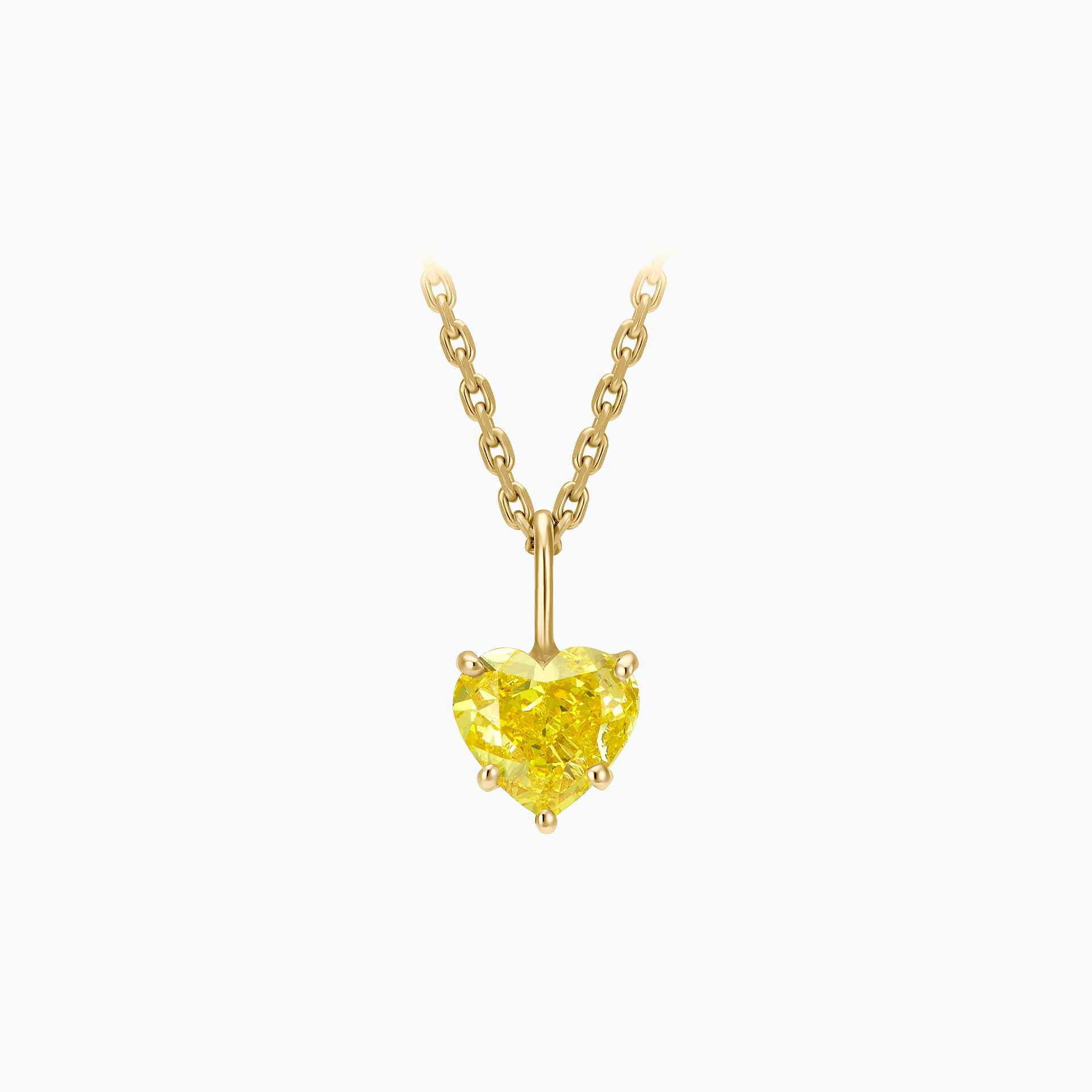 Pendentif Coeur Diamant Jaune de Synthèse