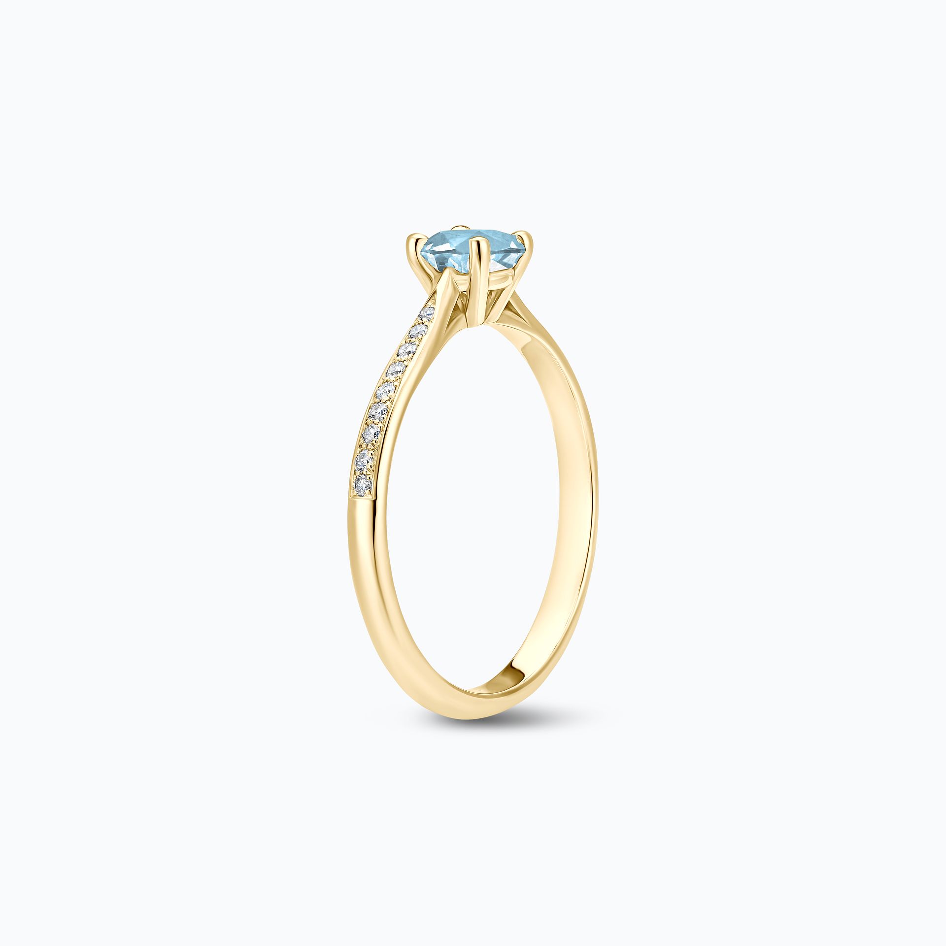 Solitaire Pavé Luna Aigue-Marine 4.5 mm