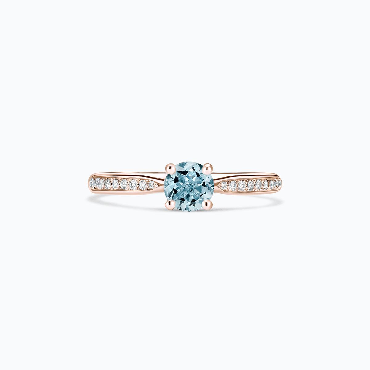 Solitaire Pavé Luna Aigue-Marine 4.5 mm