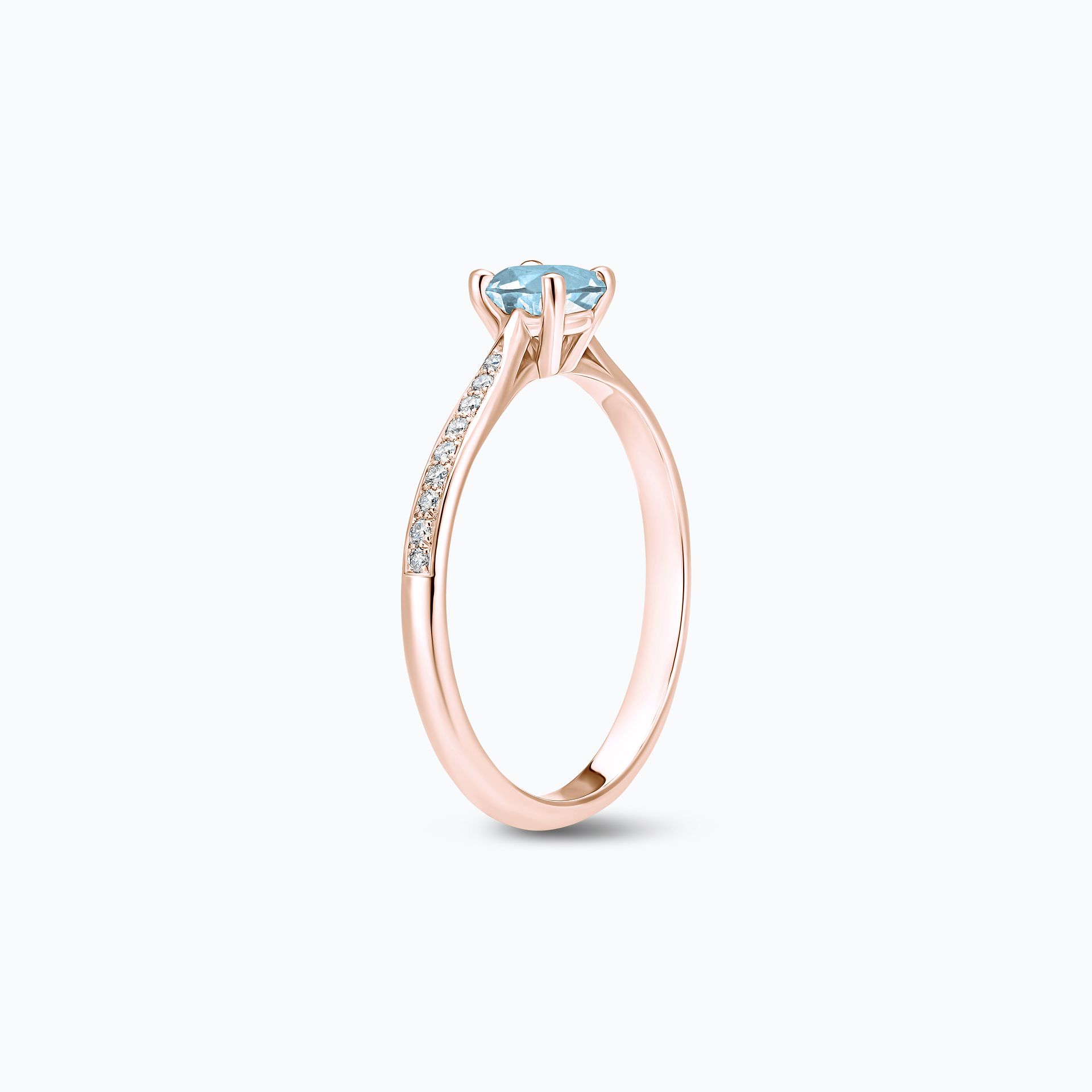 Solitaire Pavé Luna Aigue-Marine 4.5 mm