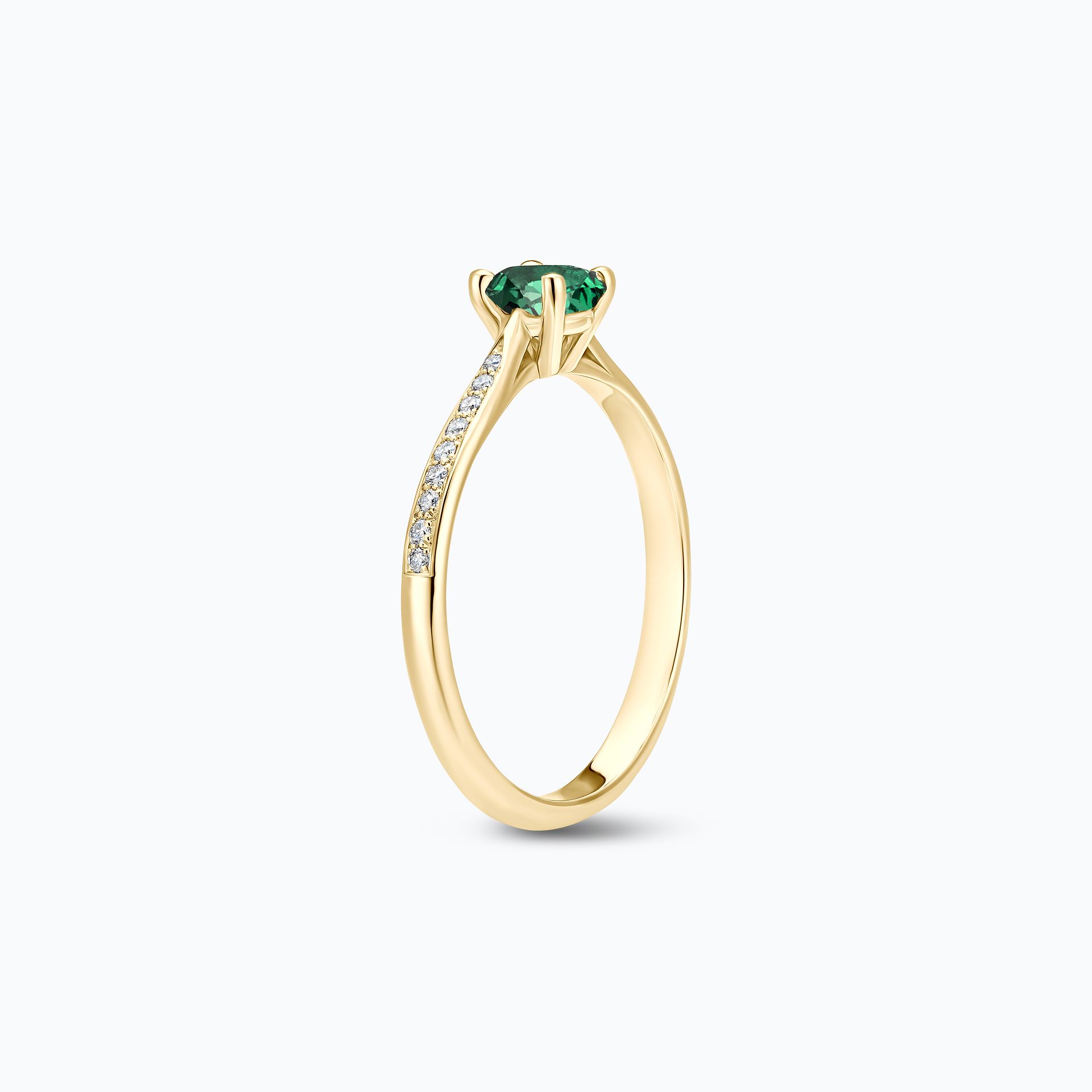 Solitaire Pavé Luna Émeraude 4.5 mm