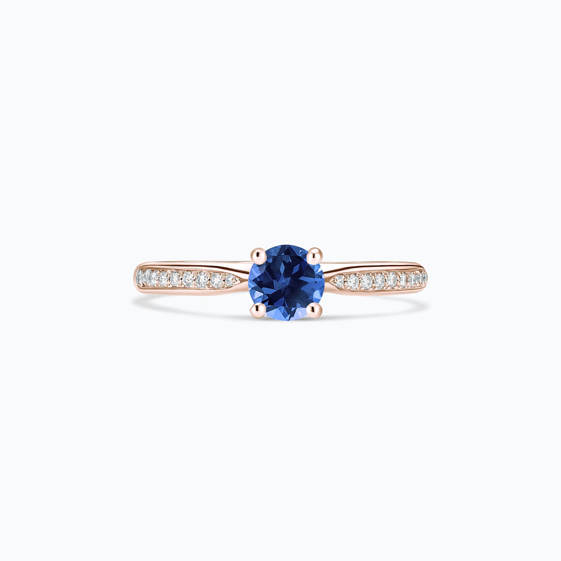 Solitaire Pavé Luna Saphir Bleu Royal 4.5 mm