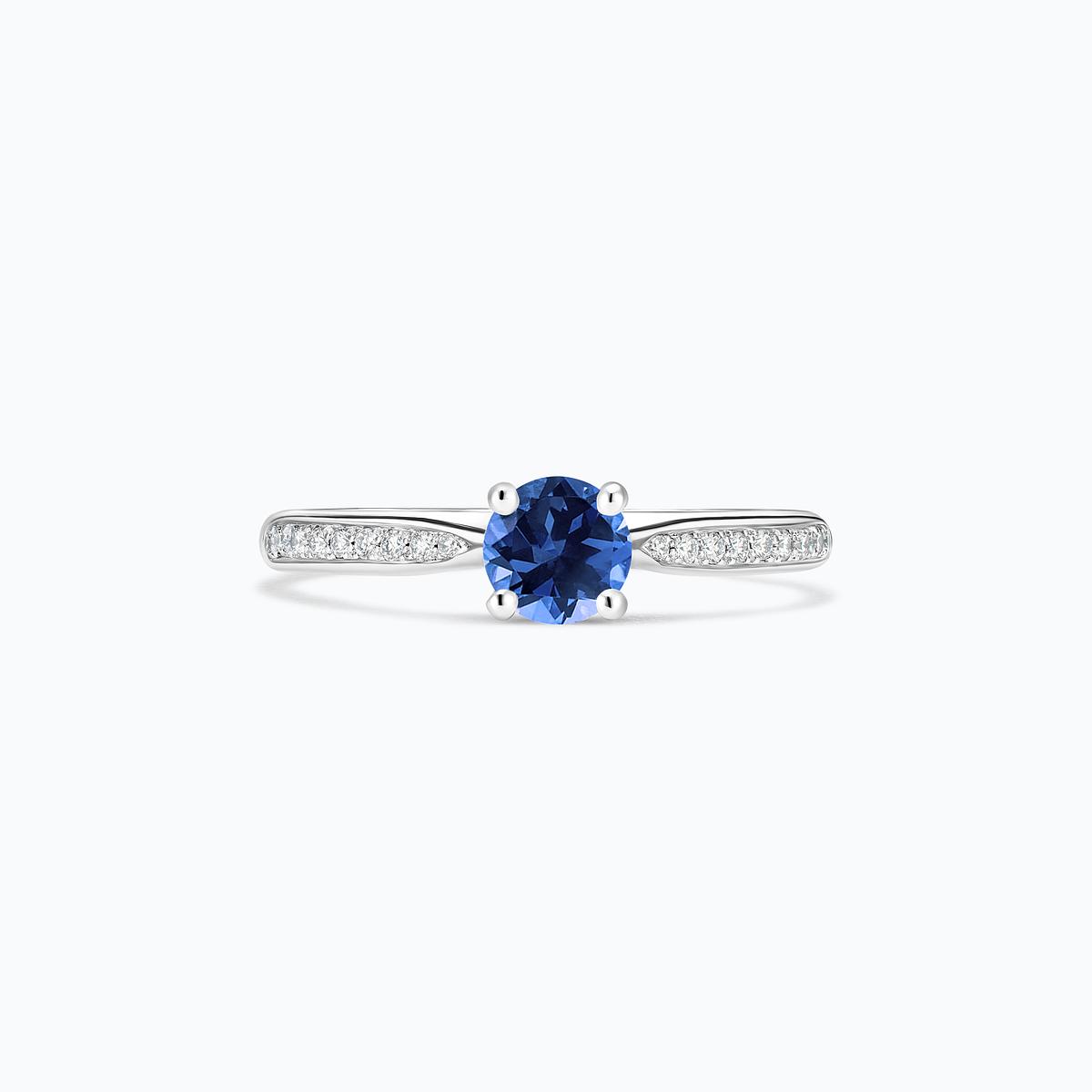 Solitaire Pavé Luna Saphir Bleu Royal 4.5 mm
