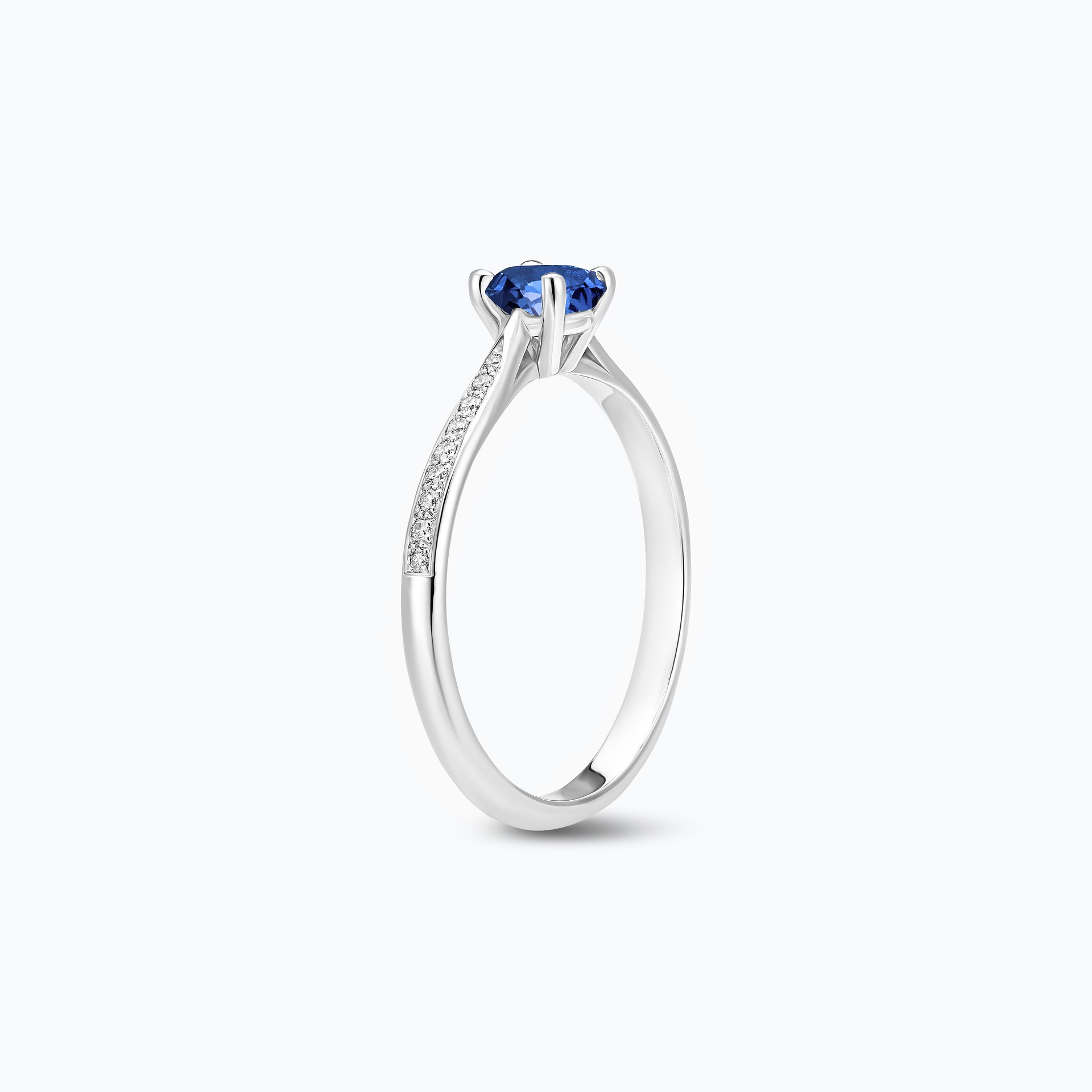 Solitaire Pavé Luna Saphir Bleu Royal 4.5 mm