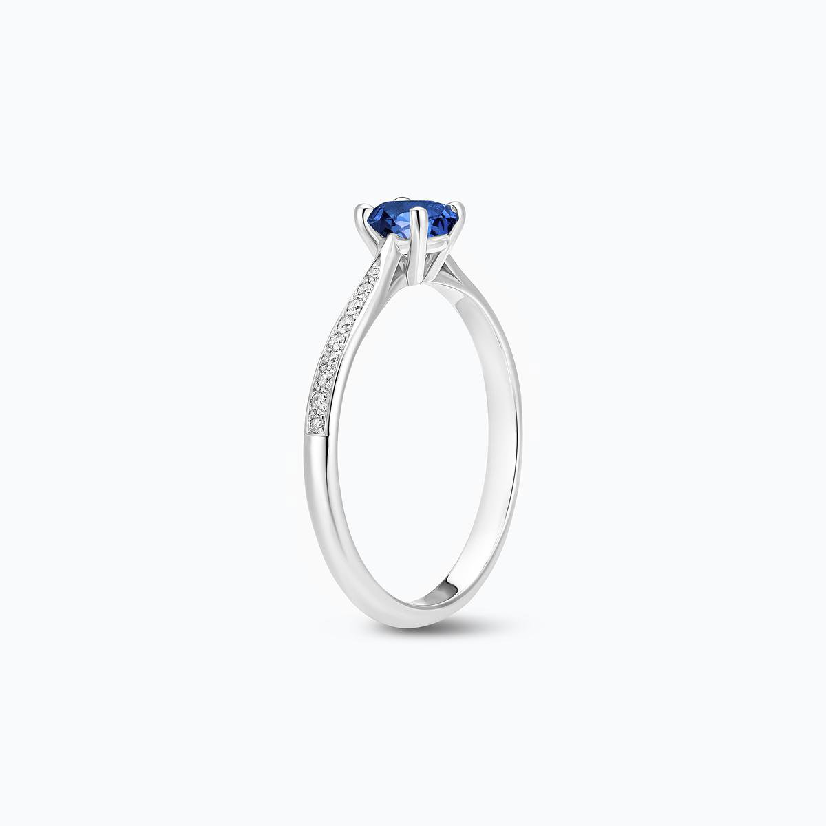 Solitaire Pavé Luna Saphir Bleu Royal 4.5 mm