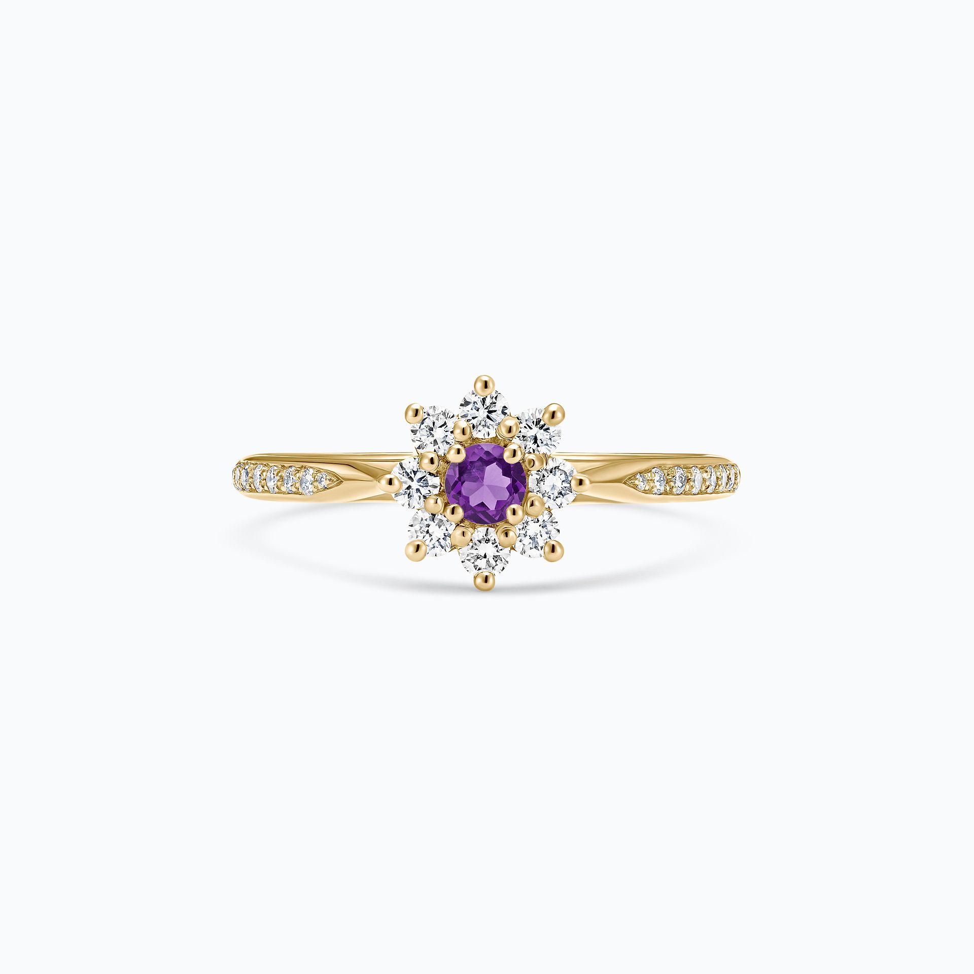 Solitaire Pavé Marguerite Étoilée Améthyste 3.5 mm