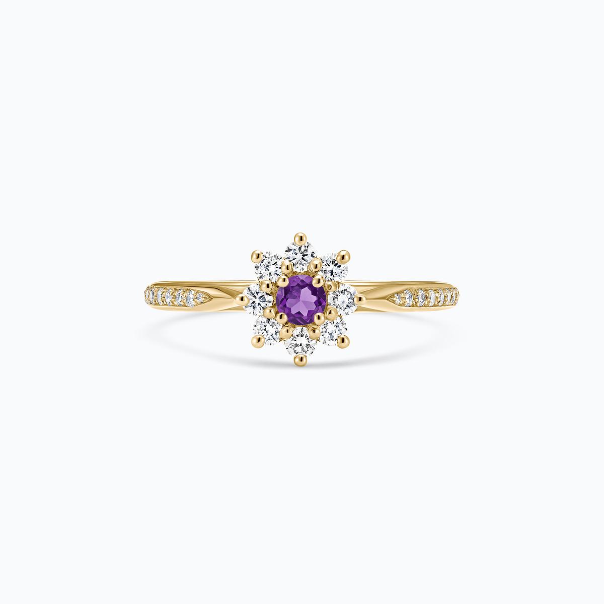 Solitaire Pavé Marguerite Étoilée Améthyste 3.5 mm
