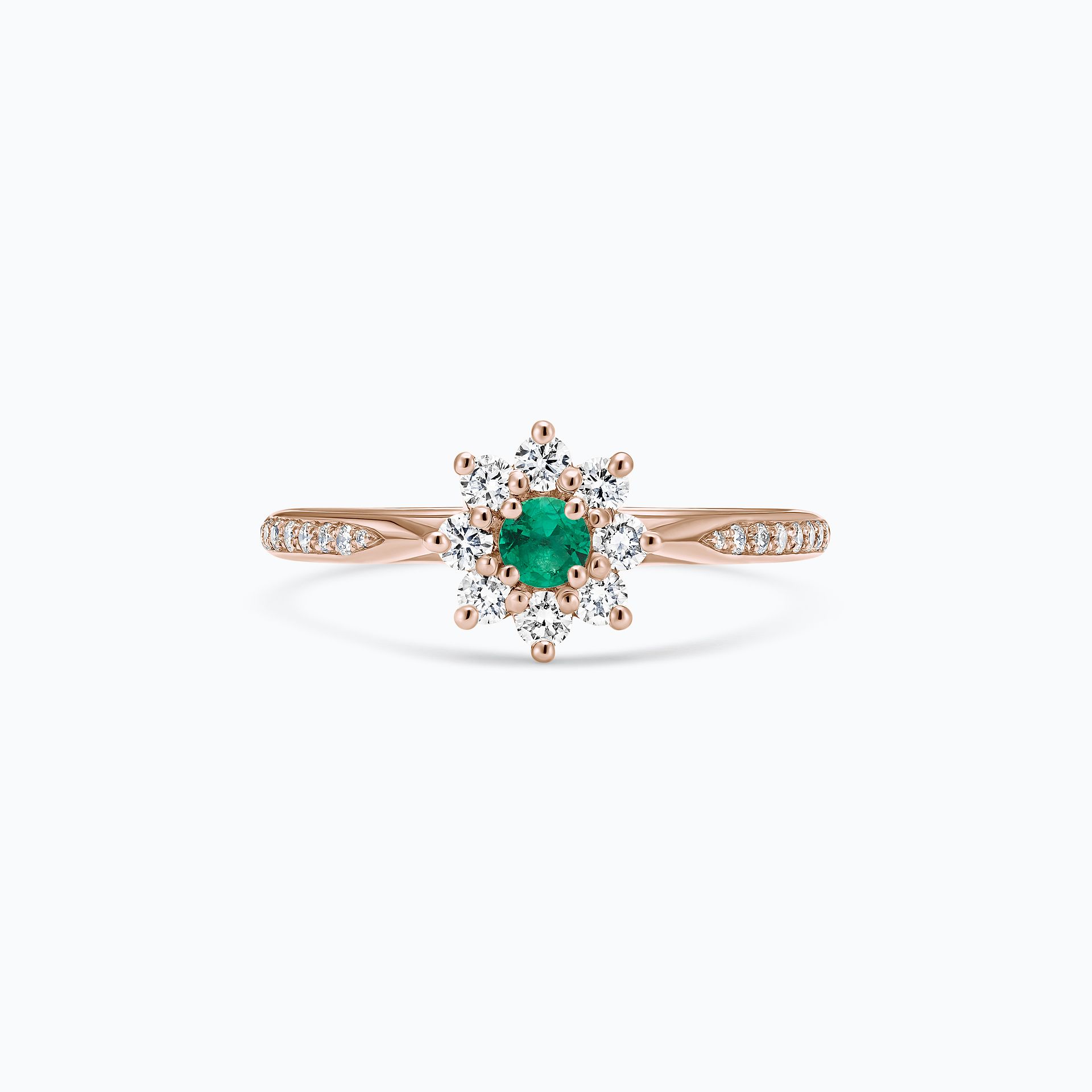 Solitaire Pavé Marguerite Étoilée Émeraude 3.5 mm
