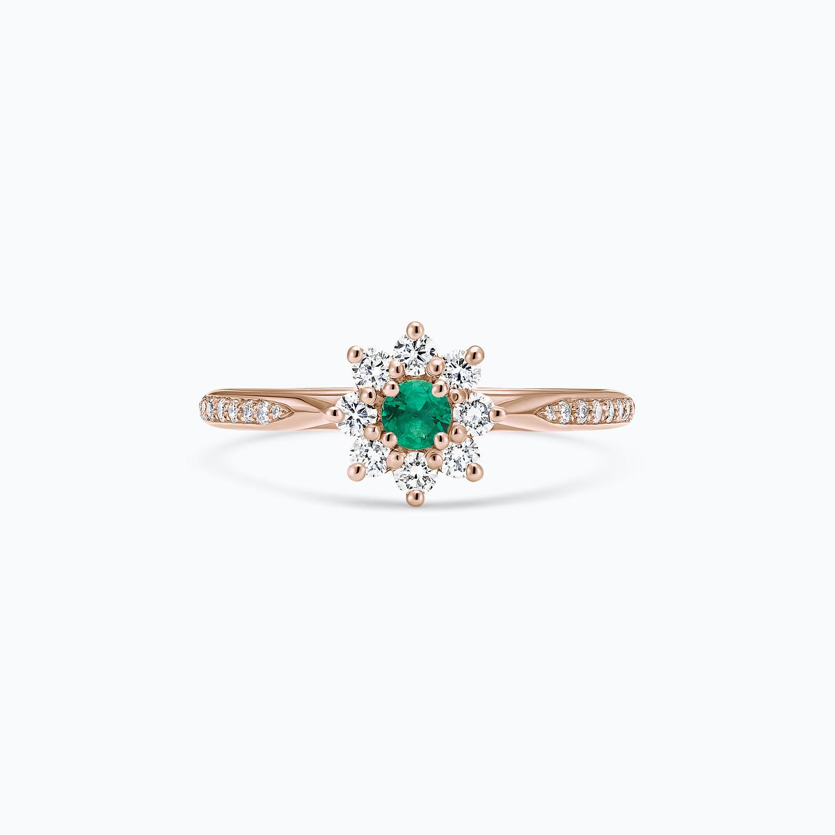 Solitaire Pavé Marguerite Étoilée Émeraude 3.5 mm