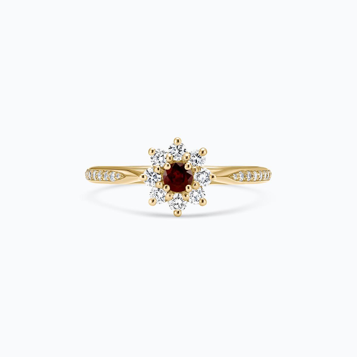 Solitaire Pavé Marguerite Étoilée Grenat 3.5 mm