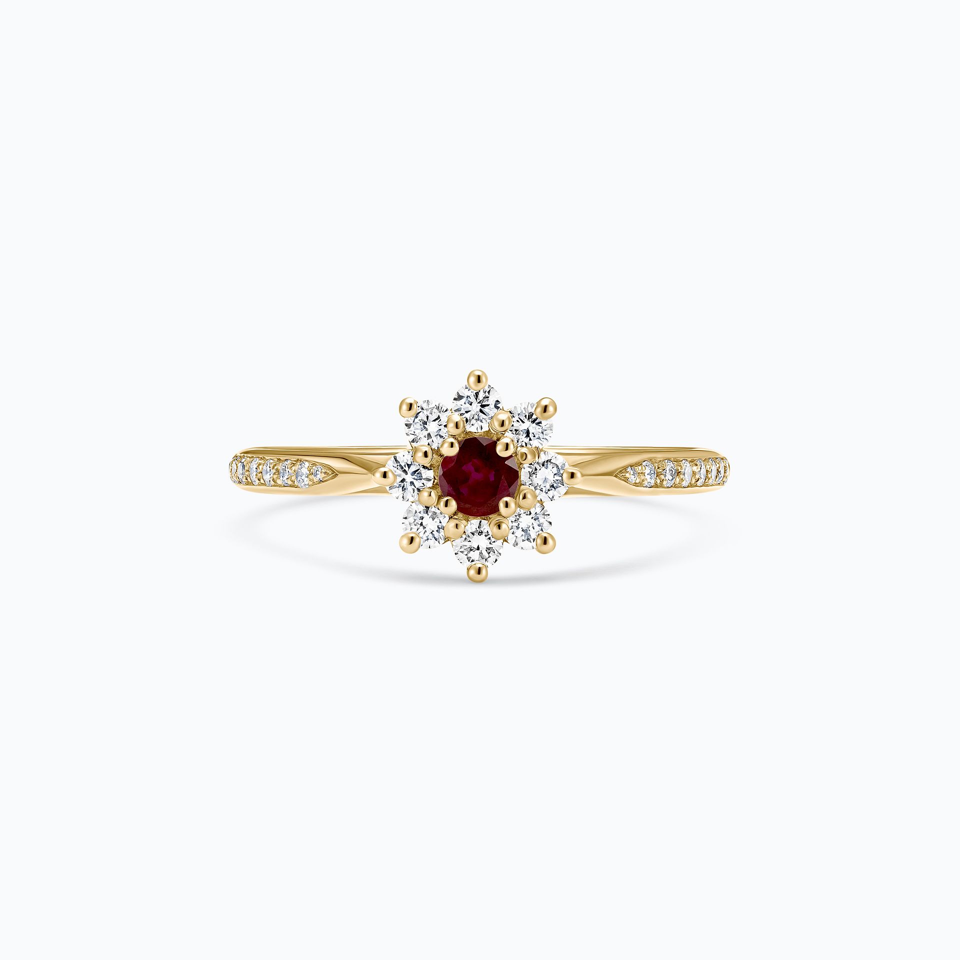 Solitaire Pavé Marguerite Étoilée Rubis 3.5 mm