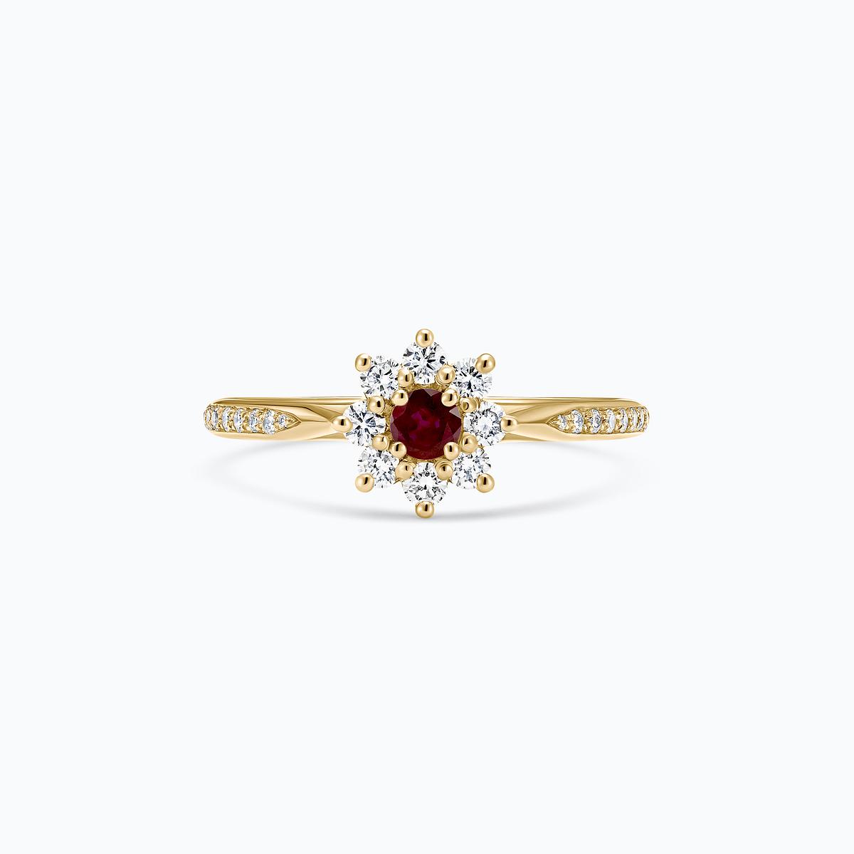 Solitaire Pavé Marguerite Étoilée Rubis 3.5 mm