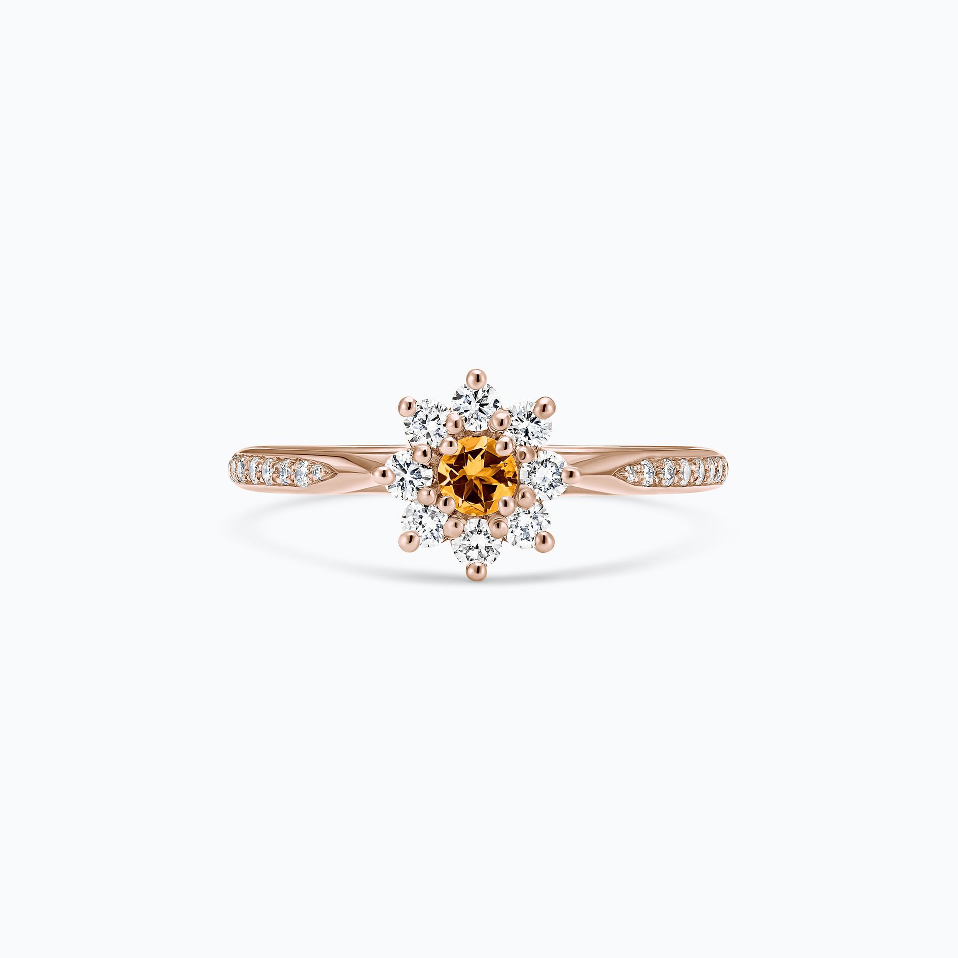 Solitaire Pavé Marguerite Étoilée Saphir Mandarine 3.5 mm
