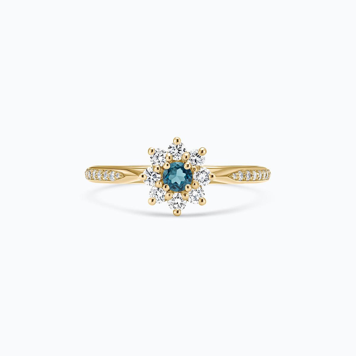 Solitaire Pavé Marguerite Étoilée Topaze Blue London 3.5 mm