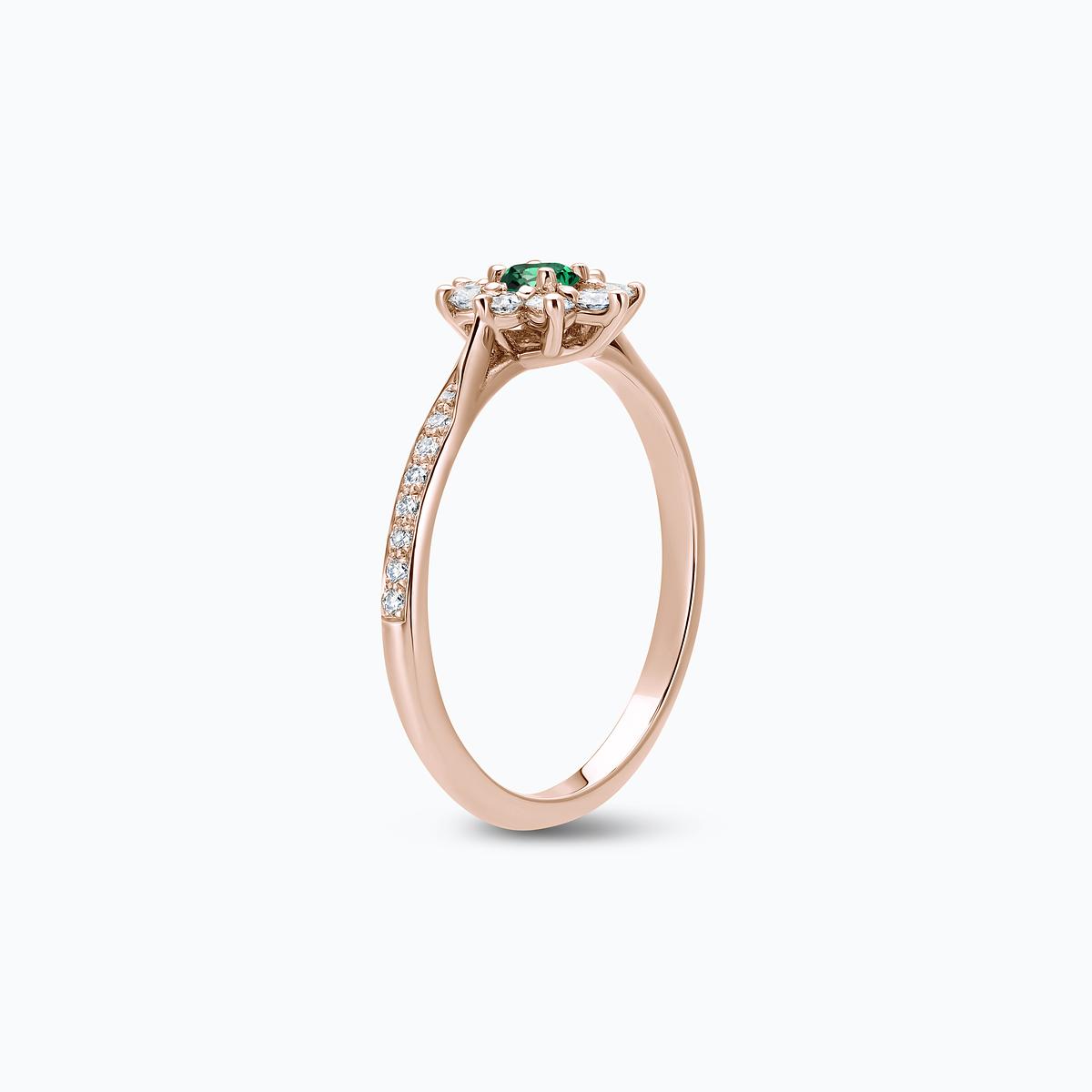 Solitaire Pavé Marguerite Étoilée Émeraude 3.5 mm