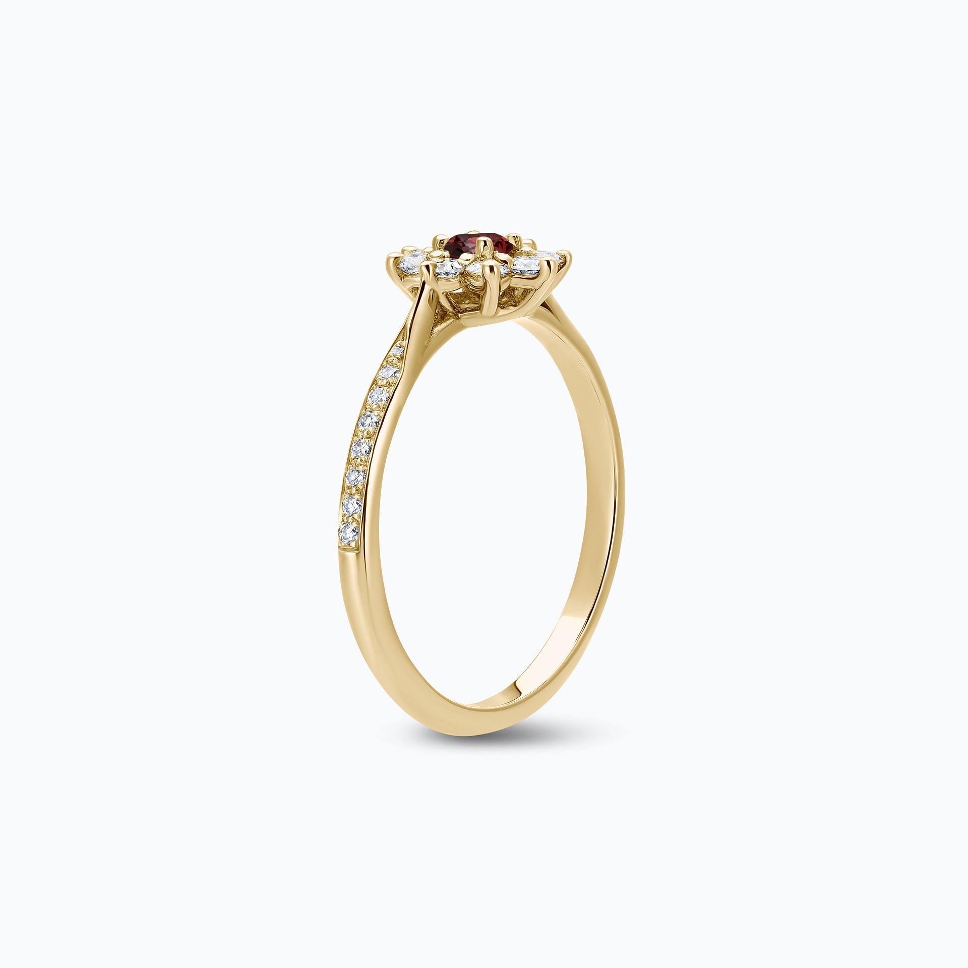 Solitaire Pavé Marguerite Étoilée Grenat 3.5 mm